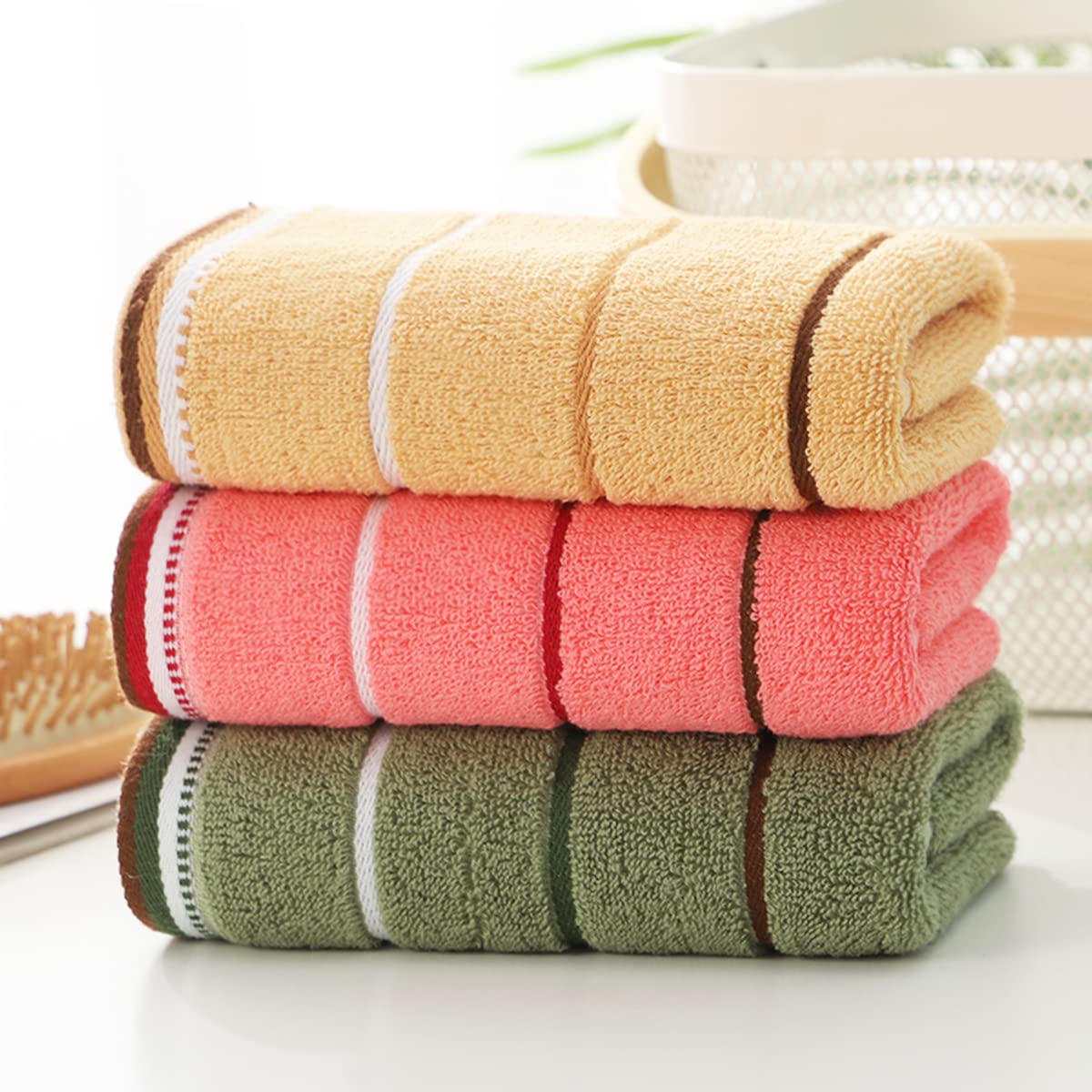 QRITY 100% Cotton Hand Towels Bath Towels Set (4 Packs  35x 75CM)- Multi Color Towels with High Absorbency (Variety)  Multipurpose Use fit for Bath  Hand  Face  Gym or Spa