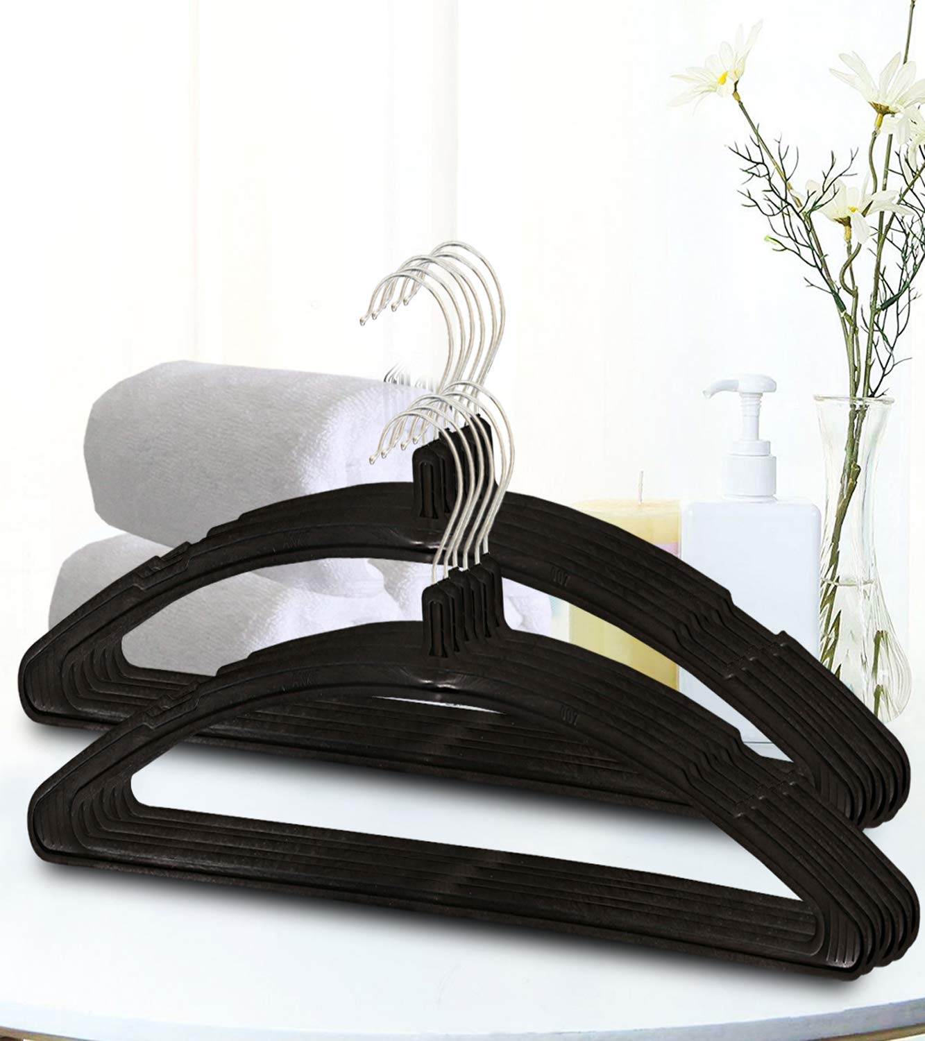 Kuber Industries 12 Piece Plastic Hanger Set For Wardrobe, (Black) -Kubmart2916