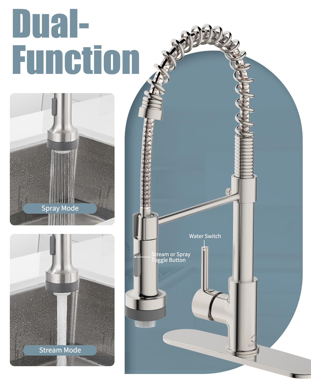 Kitchen Faucet With Led Light,Kitchen Faucet With Soap Dispenser,Faucet For Camper Farmhouse Rv Kitchen Sink,Single Handle Stain