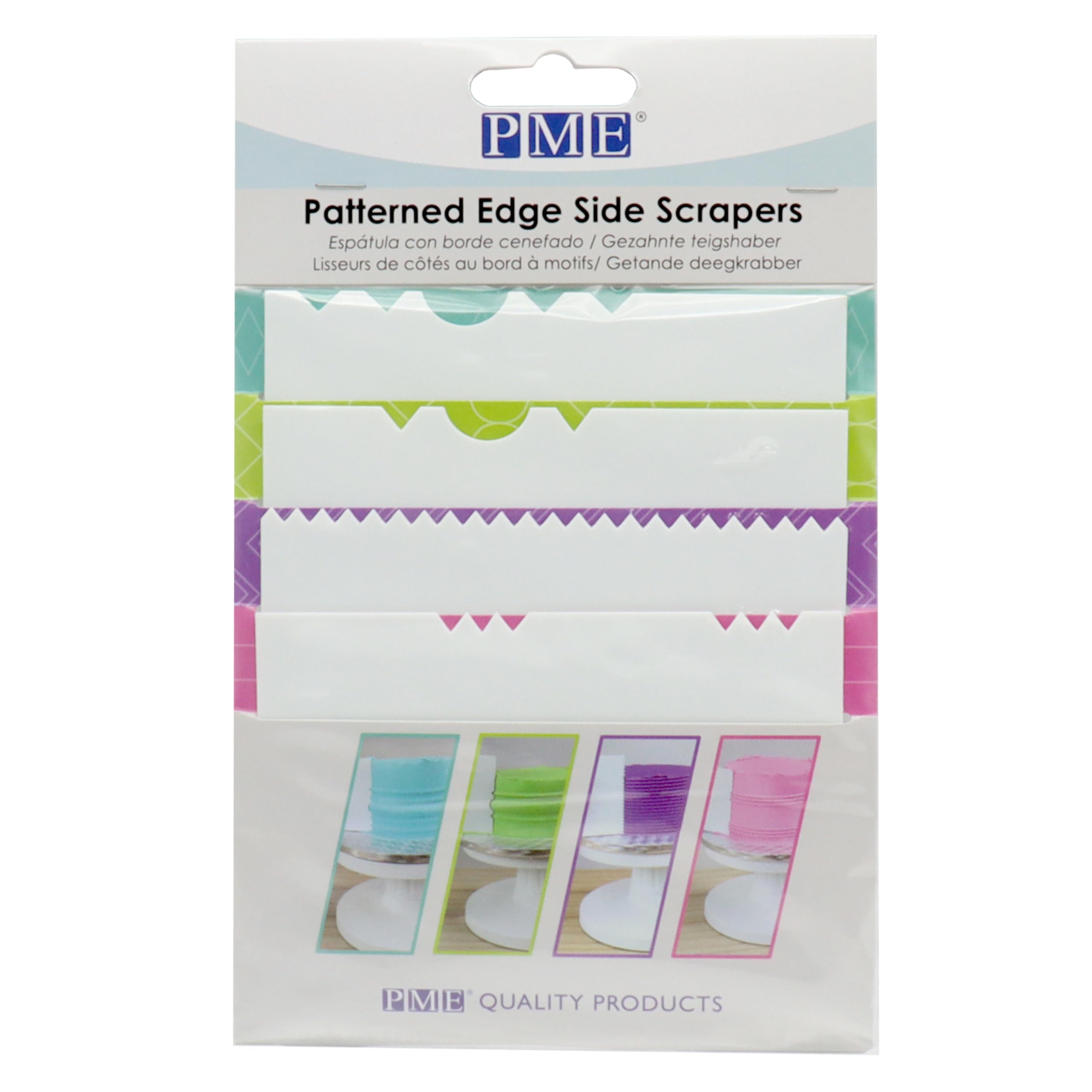 Pme Side Scrapers - Patterned Edge Plastic Set Of 4