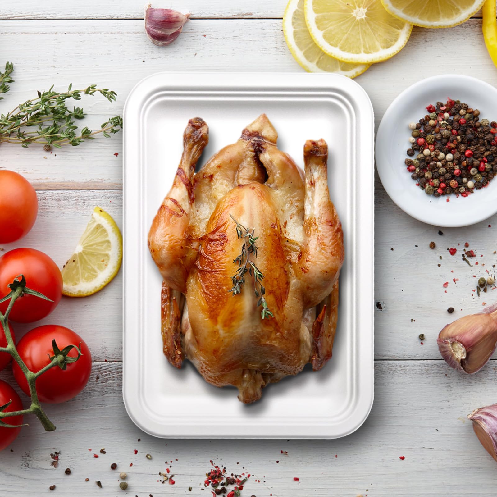 VEIZEDD 30Pack Compostable Food Trays 14 Inch Large Paper Plates Heavy Duty Disposable Serving Tray for Thanksgiving Turkey, BBQ