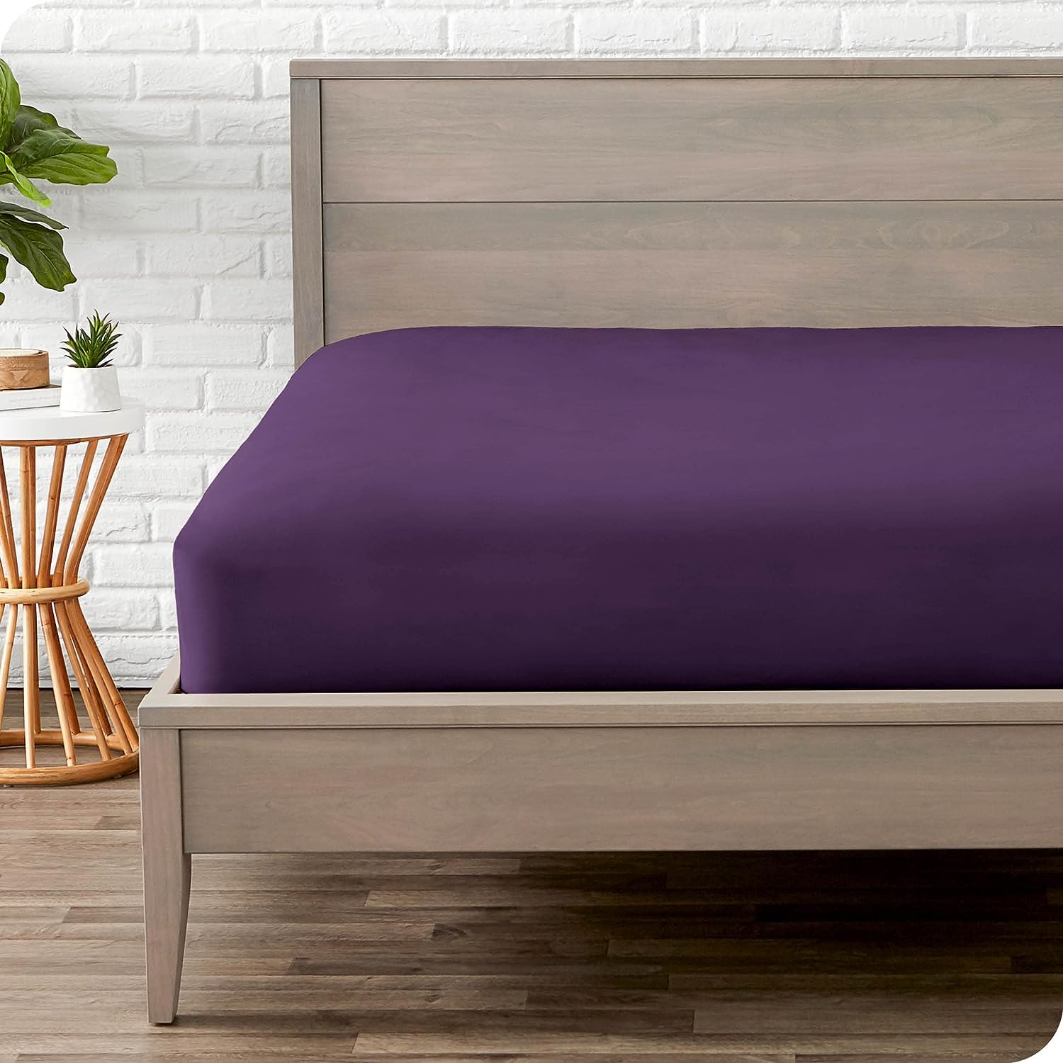 Amazon Brand  Umi 100 GSM Brushed Micro Fabric Fitted Bedsheet with 2 Pillow Covers Double (72x72 Inches)  Purple
