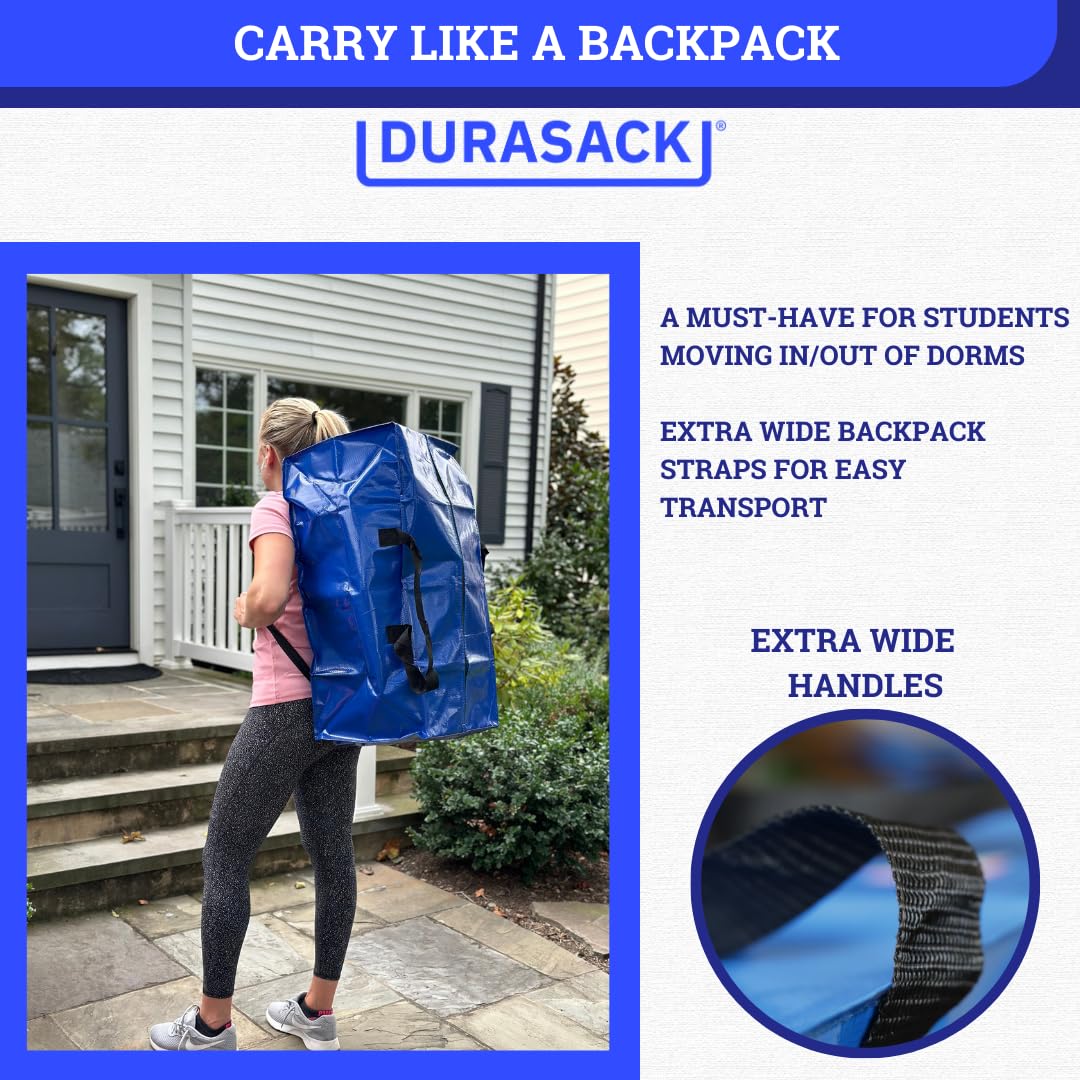 Durasack Heavy Duty Moving Bag Storage Container Duffle Bag With Zipper, Reinforced Carry Straps And Backpack Straps, Made Of Ru