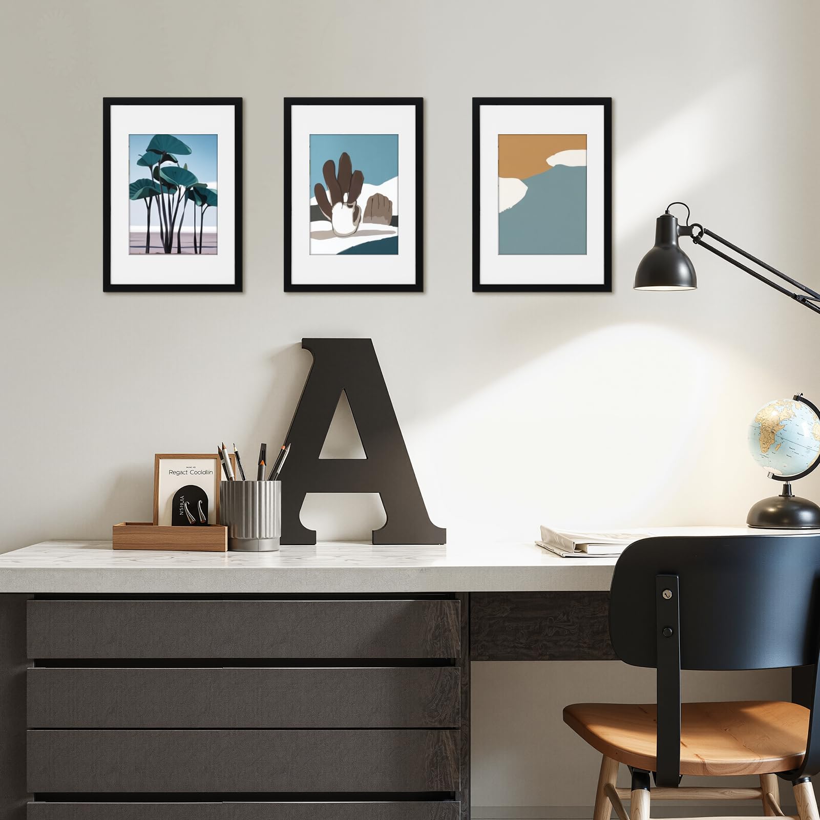 Giftgarden A4 Picture Frame Set of 4, Matted to 6x8 Picture with Mat, 8.3x11.7 Inch Photo Frames for Wall or Tabletop Display, B