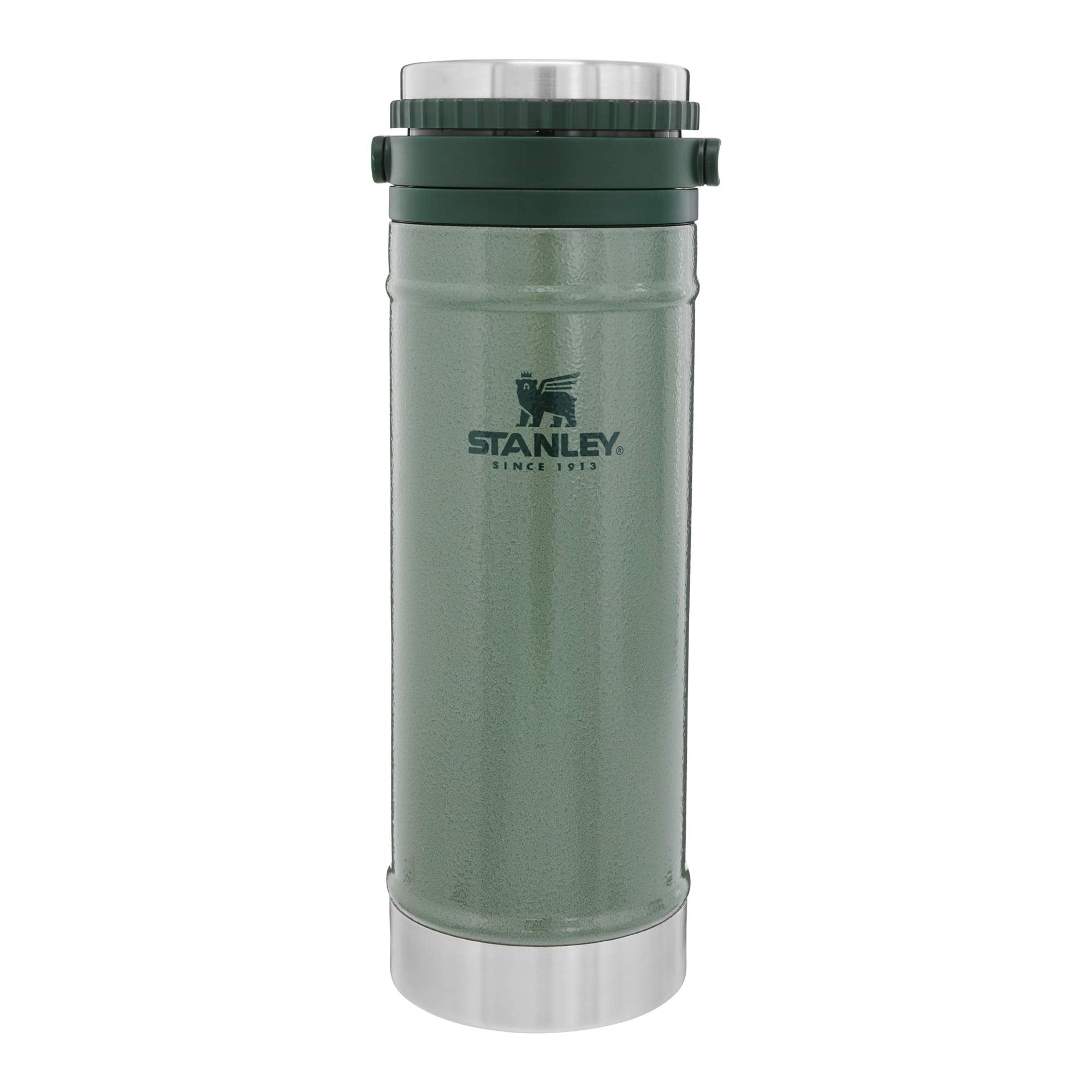 Stanley Travel Mug French Press 16Oz With Double Vacuum Insulation, Stainless Steel Coffee Mug, Dishwasher Safe, Hammertone Gree