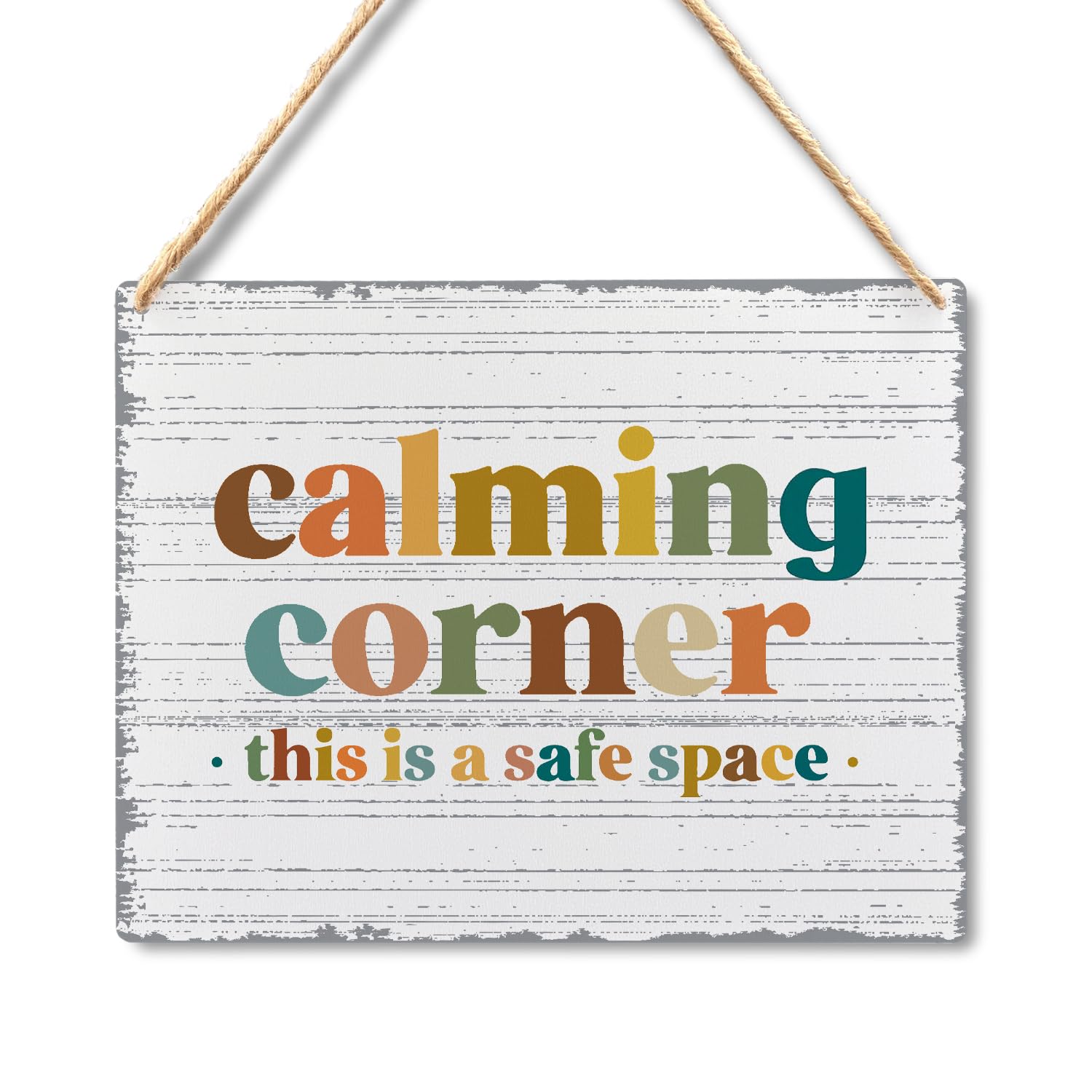 Absnfatu Calming Corner Hanging Wood Sign - Safe Space Classroom, School Counselor s Office, Calm Down Corner Decor - Boho Style