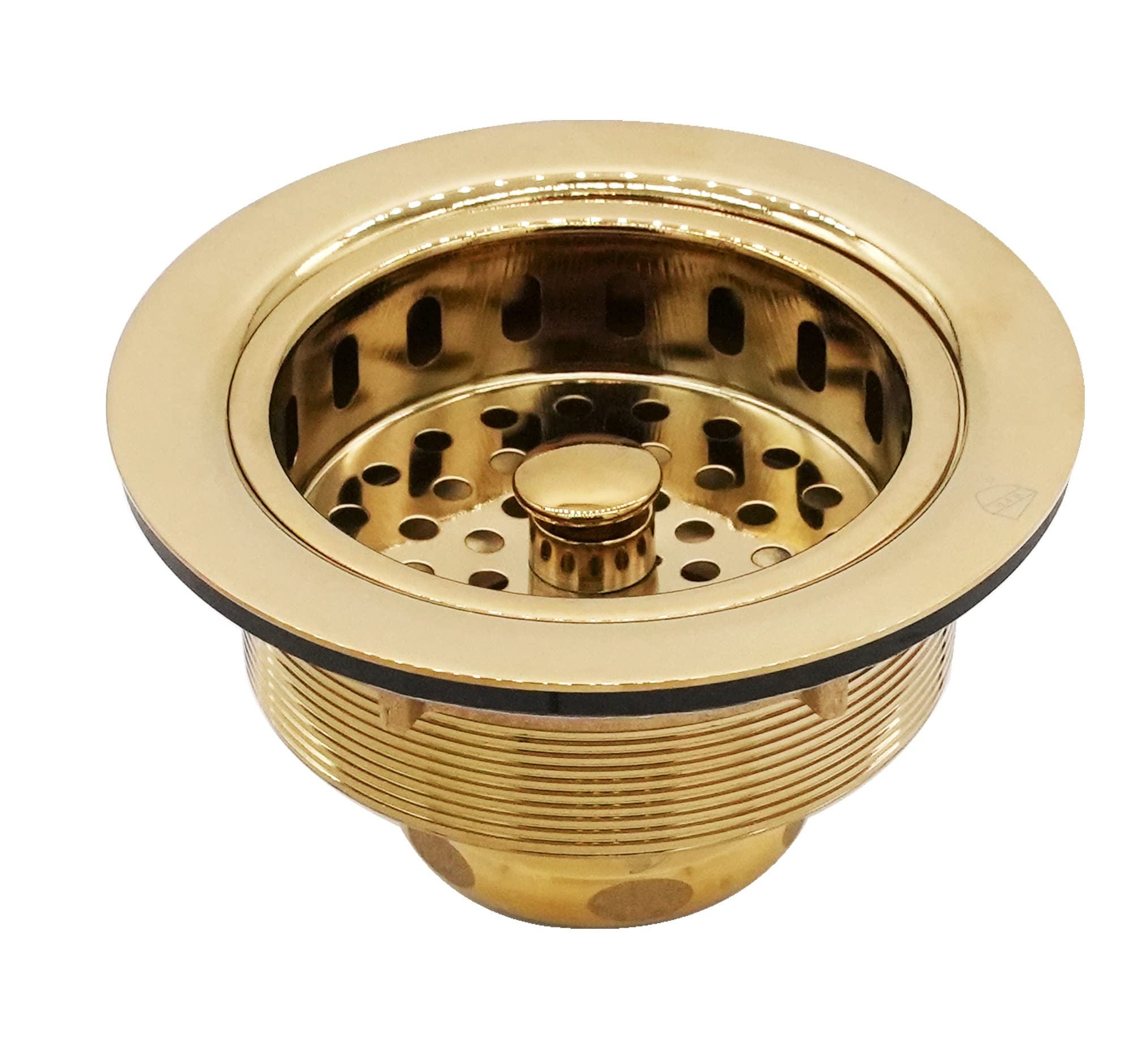 Westbrass D214-01 3-1/2'' Post Style Large Kitchen Sink Basket Strainer, 1-Pack, Polished Brass