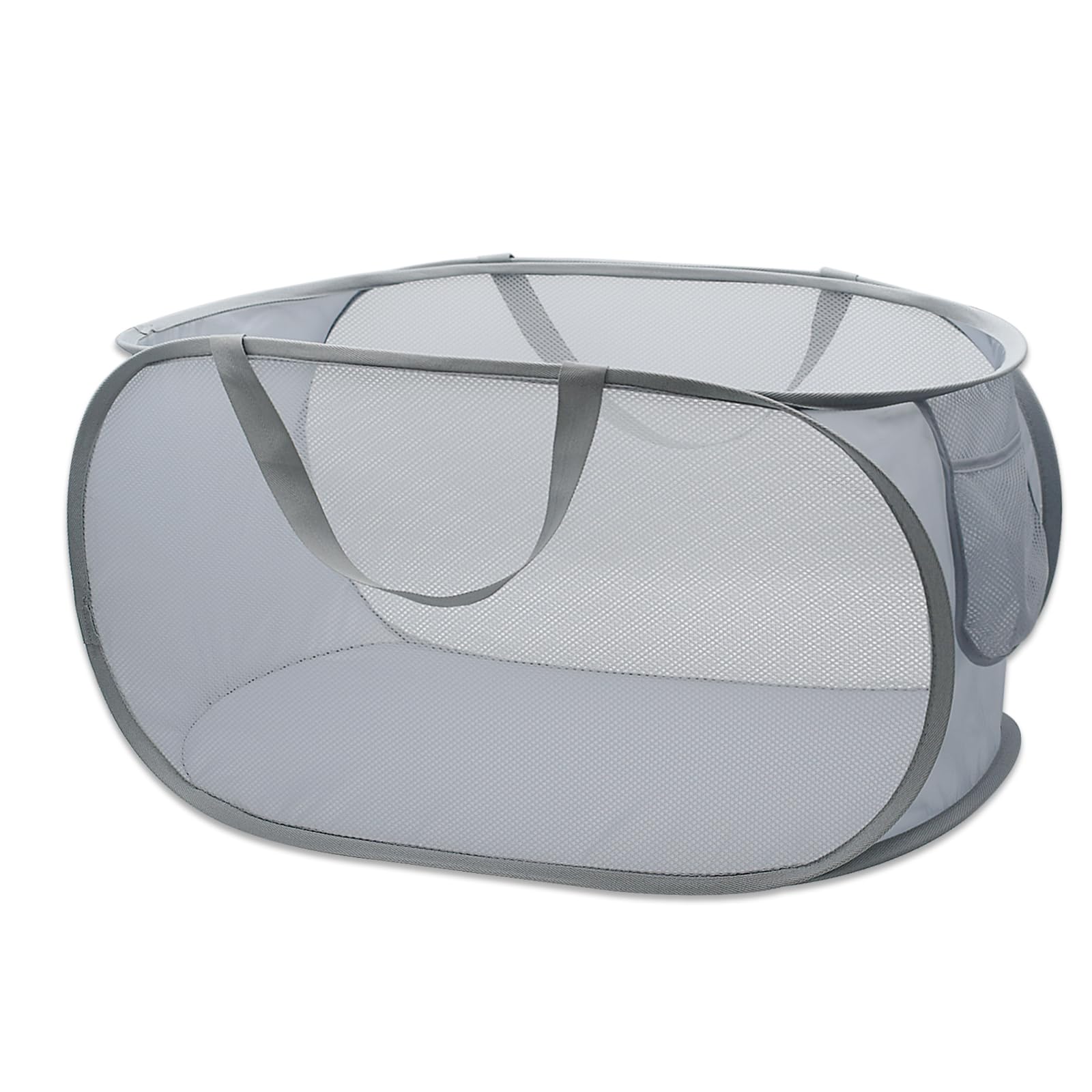 Honoma Sturdy Mesh Laundry Hamper Basket Bag,Pop Up Basket With Side Pocket For Laundry Room, Bathroom, Kids Room, College Dorm