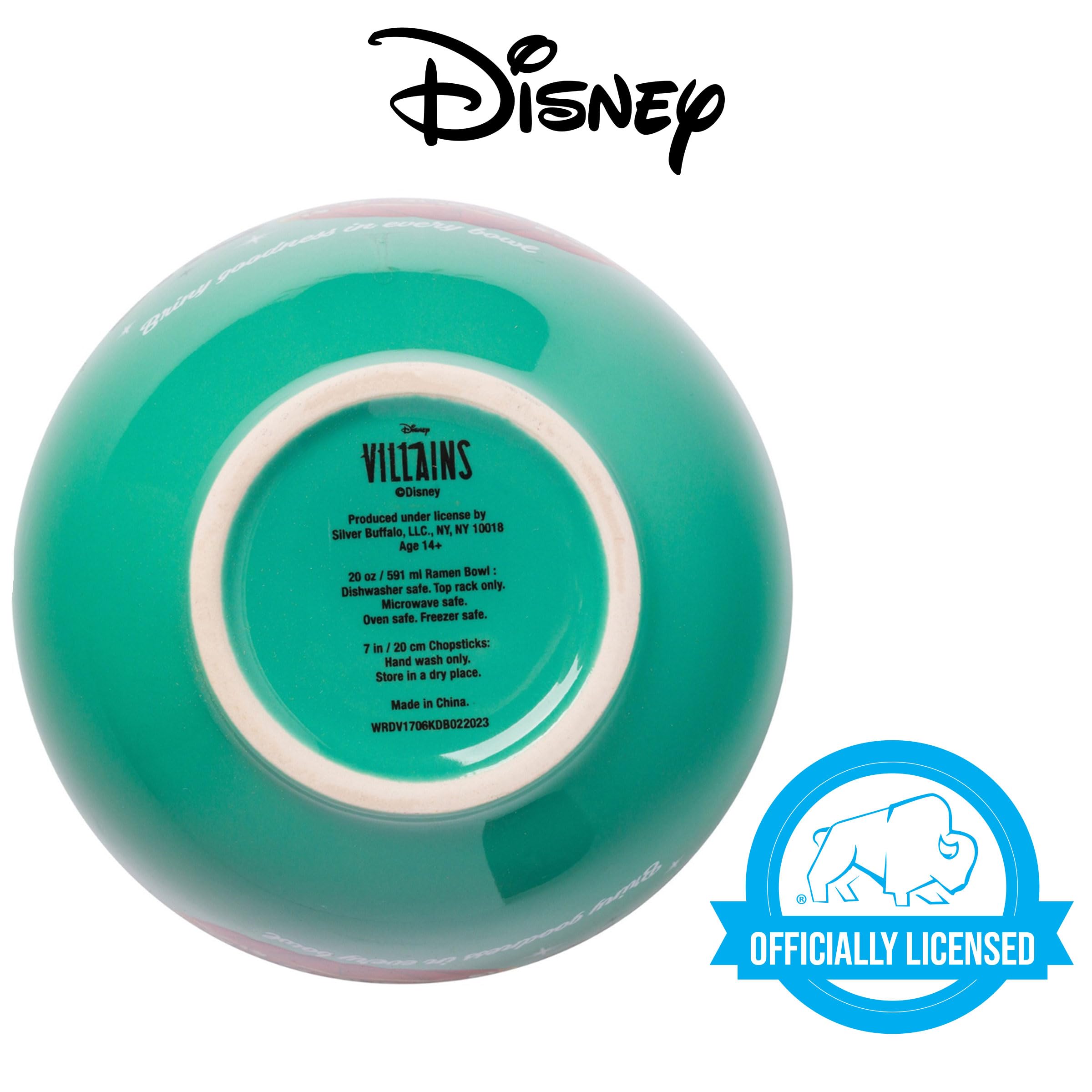 Silver Buffalo Disney Villains Little Mermaid Ursula'S Shrimpy Bits Ceramic Ramen Noodle Rice Bowl With Chopsticks, Microwave Sa