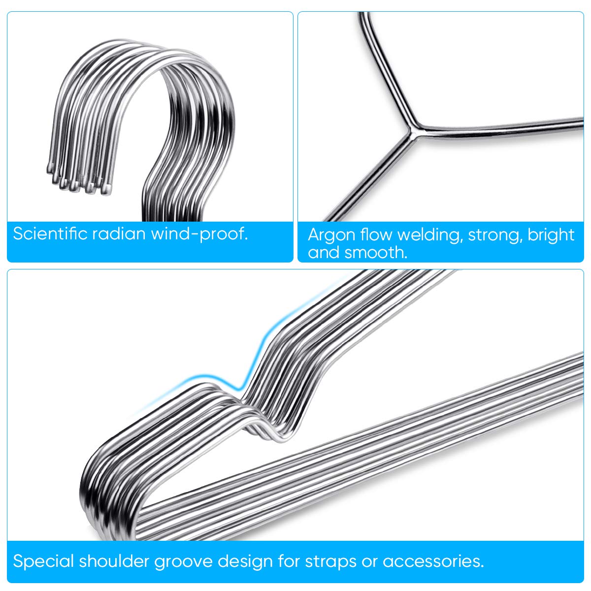Fayleeko Wire Hangers 40 Pack Coat Hangers Strong Heavy Duty Stainless Steel Metal Hangers 17.7 Inch Ultra Thin Space Saving Clothes Hangers (Silver  40pack 17.7inch)