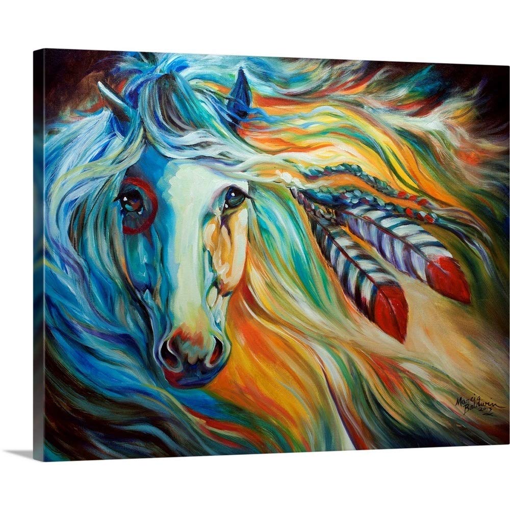 Canvas On Demand Breaking Dawn Indian War Horse Canvas Wall Art Print By Marcia Baldwin, Abstract, Contemporary, Home Decor, Hor