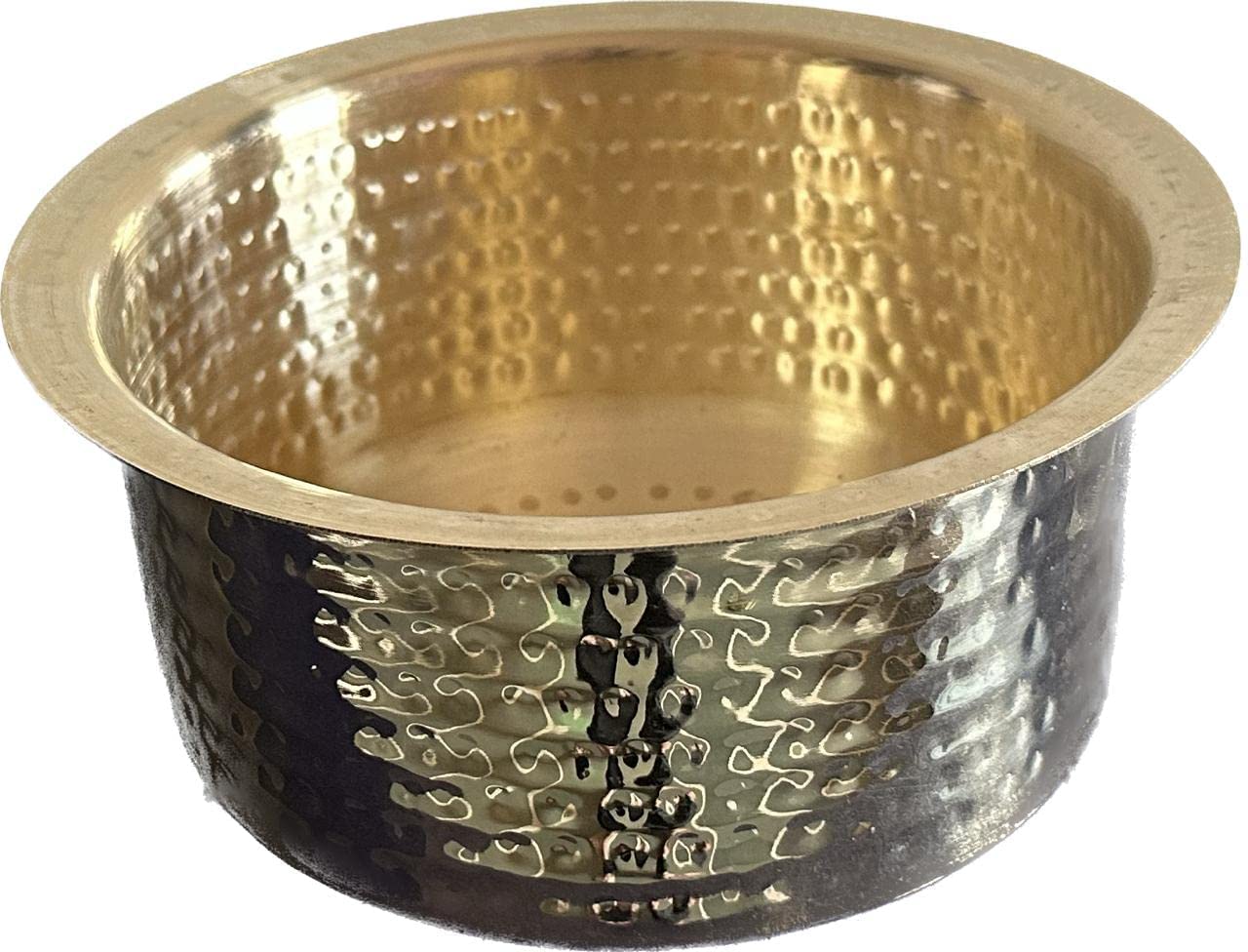 Kitcart Brass Hammered Patila, 2 Litre, Brass Tope, Heavy Bottom Tapeli, Bhagona