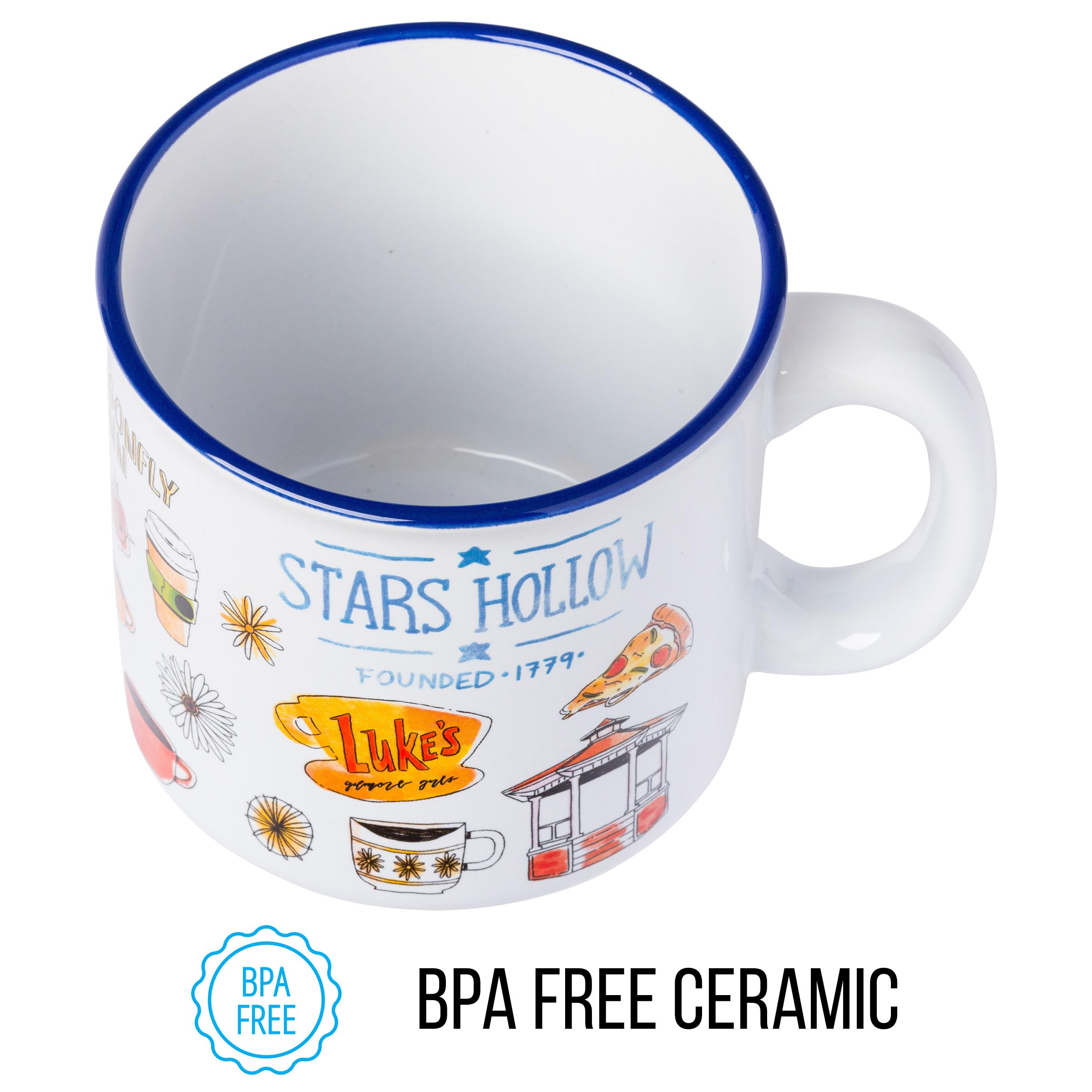 Silver Buffalo Gilmore Girls Luke'S Featuring Iconic Stars Hollow Locations Ceramic Camper Mug, 20 Ounces