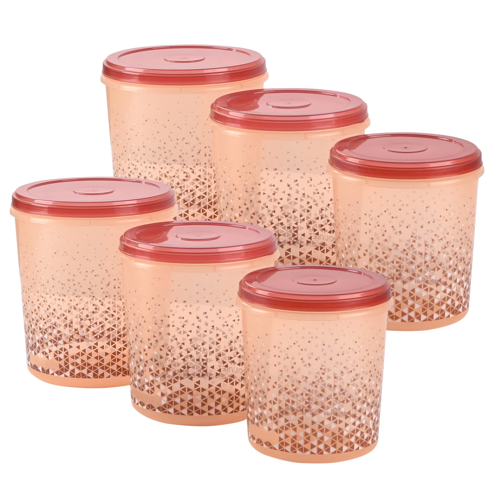 Kuber Industries (Set Of 6) Stackable Air Tight 5,7 & 10 Ltr Storage Container For Kitchen & Home | Multipurpose Plastic Boxes F