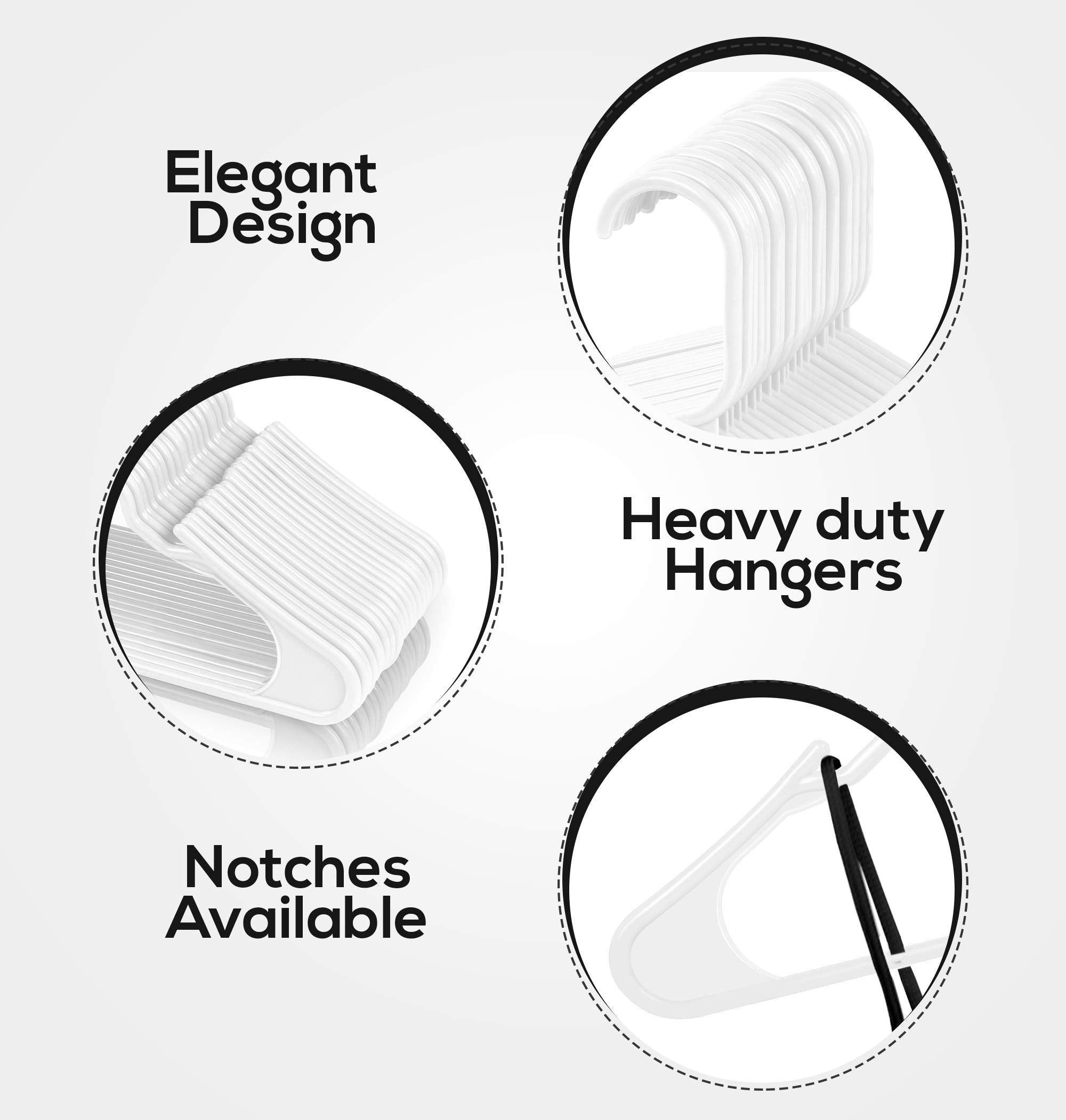 Utopia Home Clothes Hangers 200 Pack - Plastic Hangers Space Saving - Durable Coat Hanger with Shoulder Grooves (White)