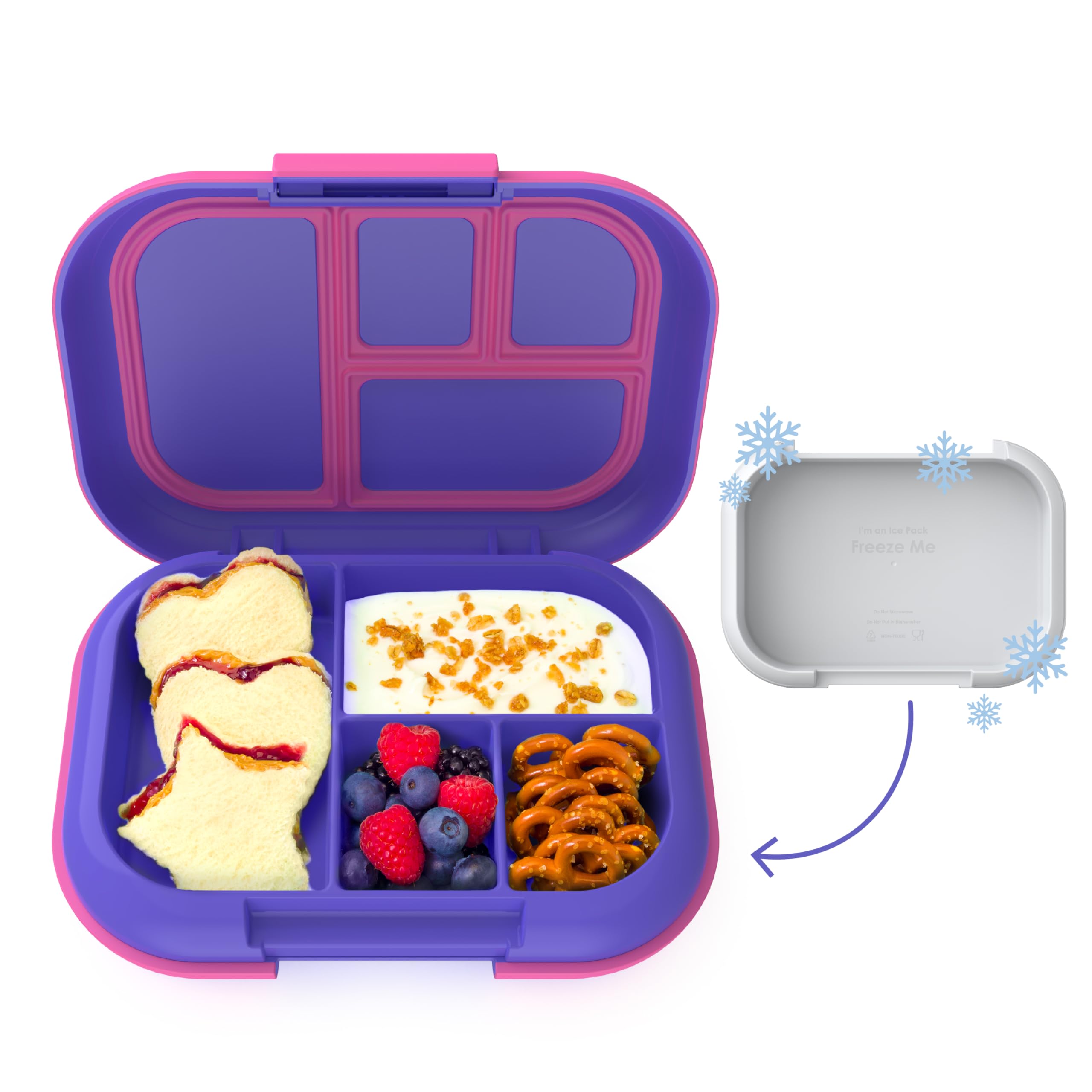 Bentgo Kids Chill Leak-Proof Lunch Box - Included Reusable Ice Pack Keeps Food Cold; 4-Compartment Bento Lunch Container; Microw