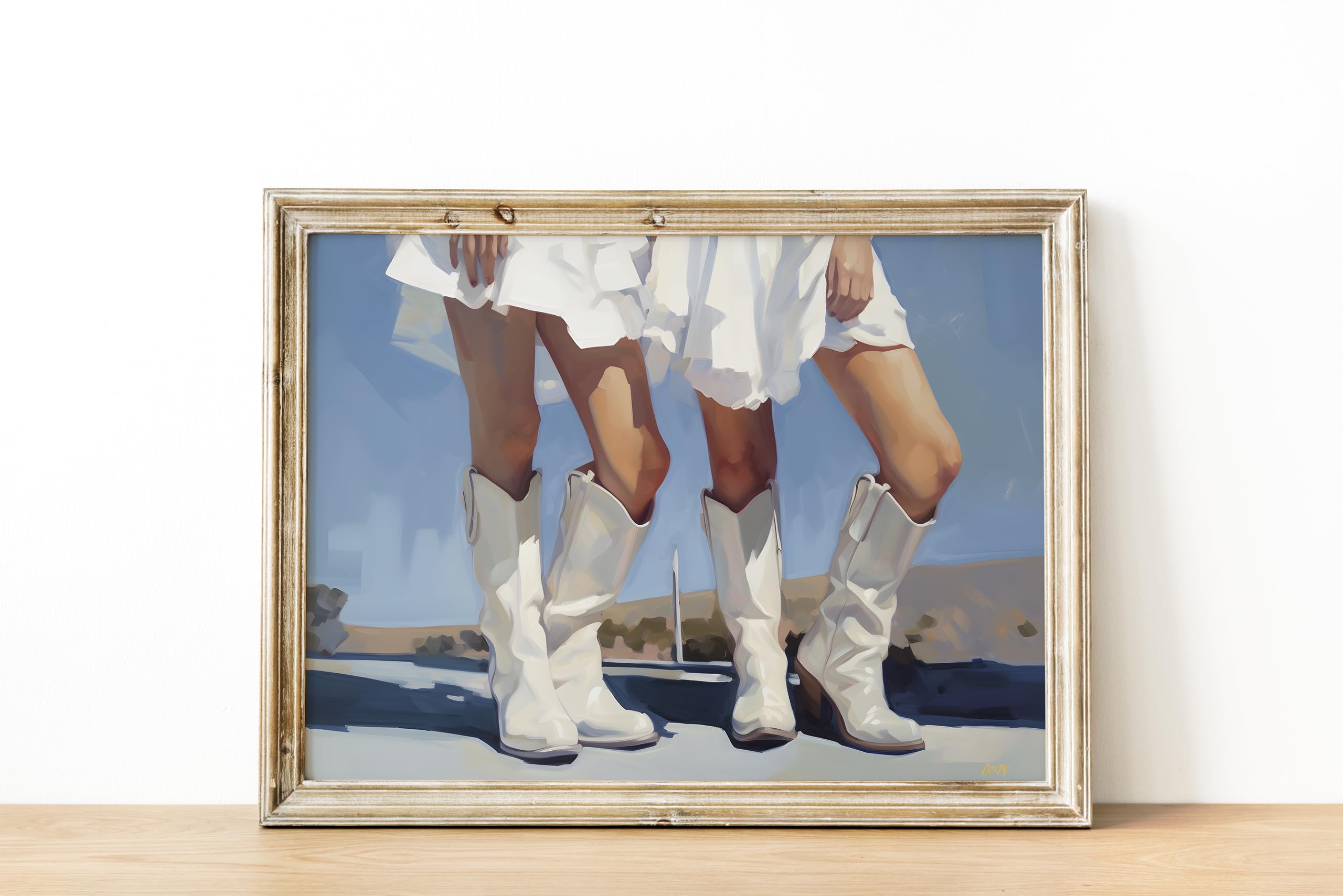 Twodays Coastal Cowgirl Room Decor Aesthetic, Girly Western Cowgirl Boots Wall Art Prints For Teen Girls Apartment, Retro Cowboy