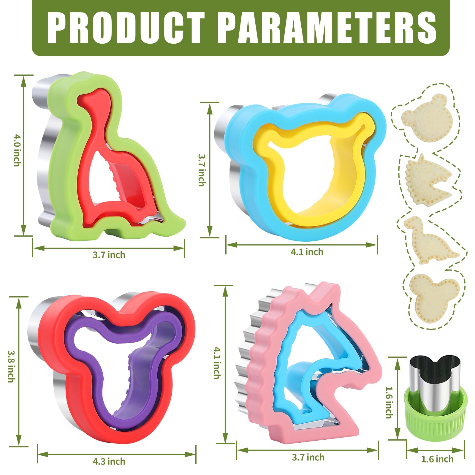 Muyiyamei Sandwich Cutter And Sealer Set, 4 Bread Sandwich Sealer Pancake Maker Diy Children'S Cookie Cutter Bento Box, Mouse He