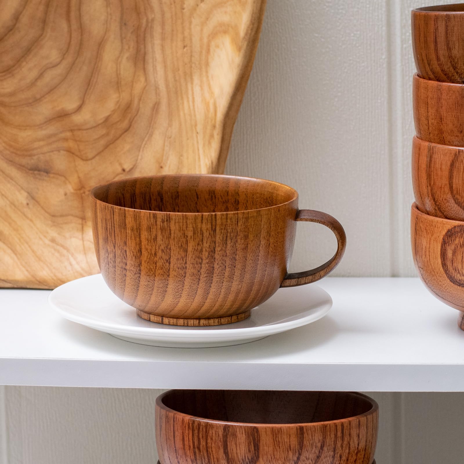 Cospring Handmade Wood Bowl, Mug, For Rice, Soup, Dip, Coffee, Tea, Decoration (1Pc Jujube Cup, 4-1/4 Inch Dia By 1-3/4 Inch Hig