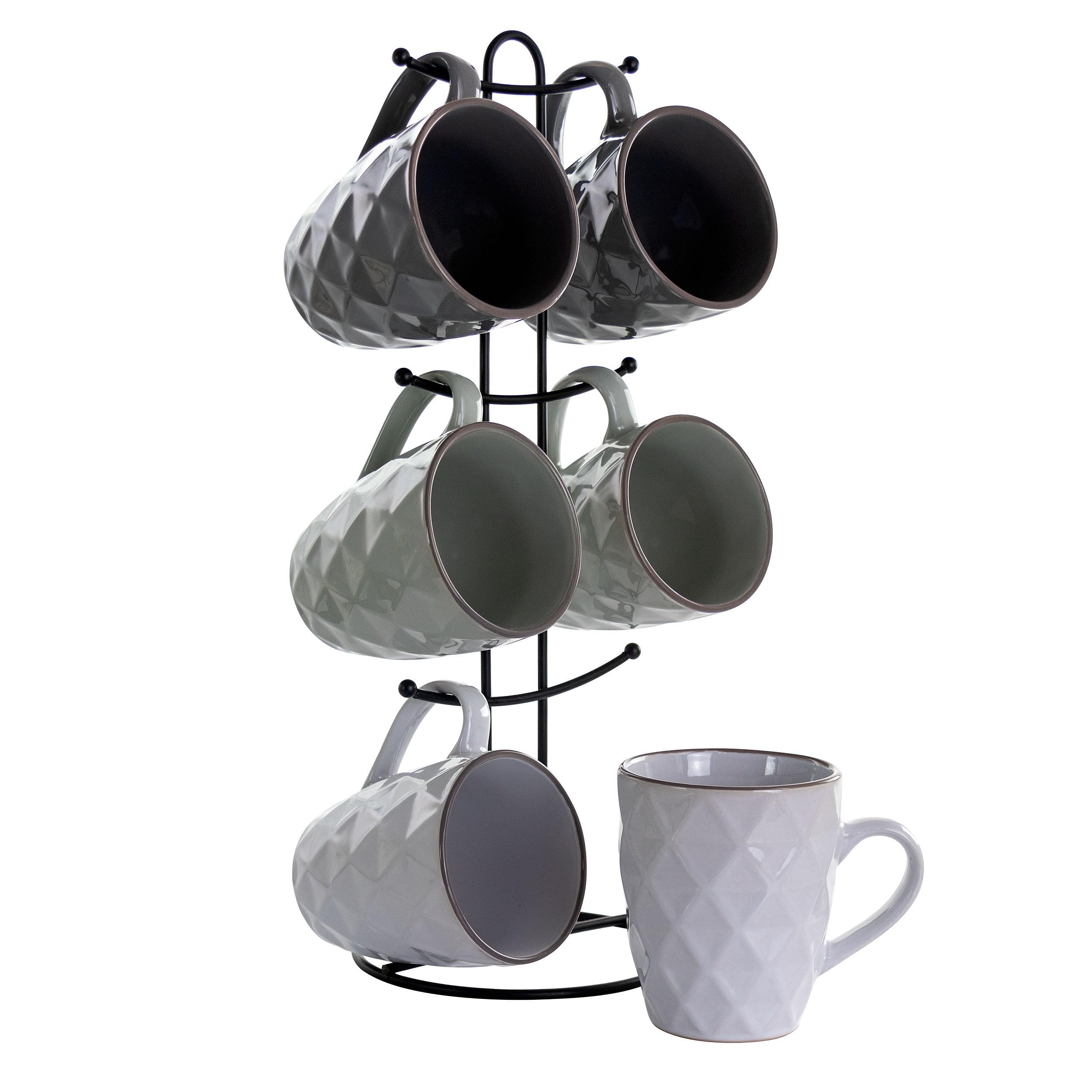 Elama Wave Series Mug, 7 Piece Set, Assorted Grey 1