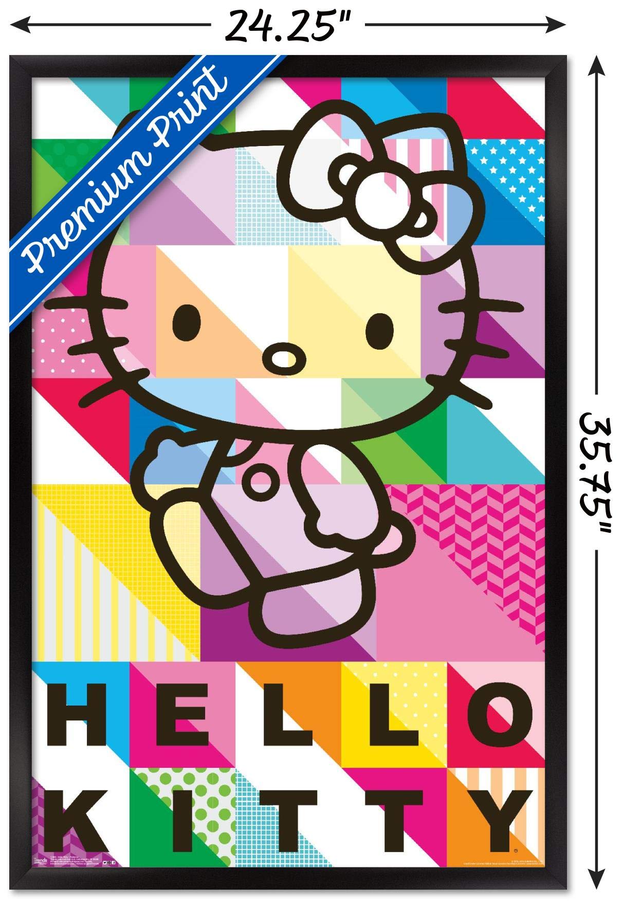 Trends International Hello Kitty - Patterns Wall Poster, 22.375'' X 34'', Black Framed Version