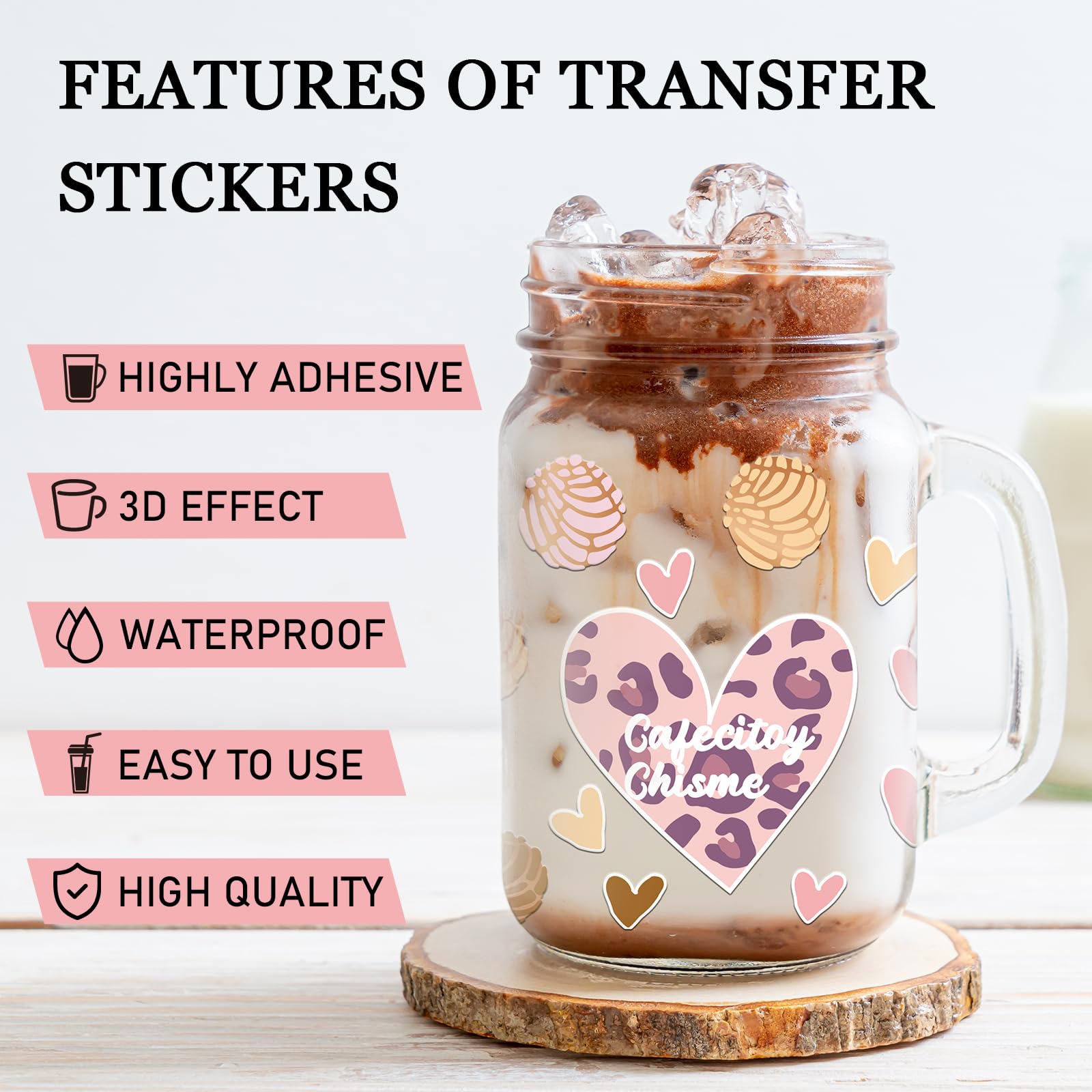 Coffee Uv Dtf Cup Wrap - 12+2 Cafecito Y Chisme Uv Dtf Cup Wraps Transfer Stickers For 16 Oz Glass, Waterproof Puerquito Coffee