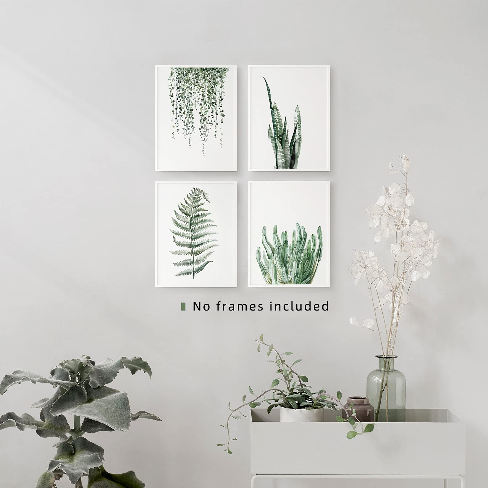 Botanical Prints Poster Wall Decor For Living Room, Plant Painting 8X10 Poster Canvas Prints Unframed Set Of 4, Leaf Wall Art Pl
