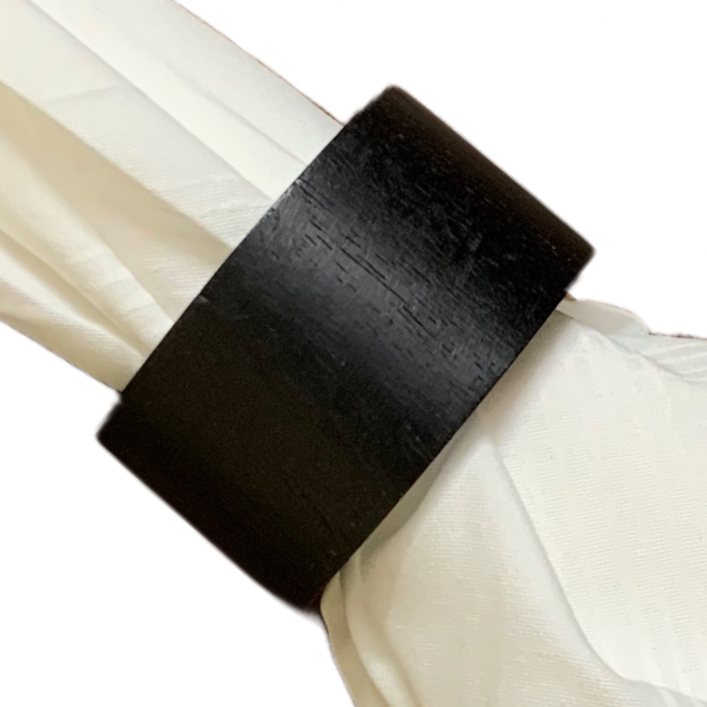 Handmade Wood Napkin Ring Set With 8 Napkin Rings - Artisan Crafted In India (Set Of 8, Black)