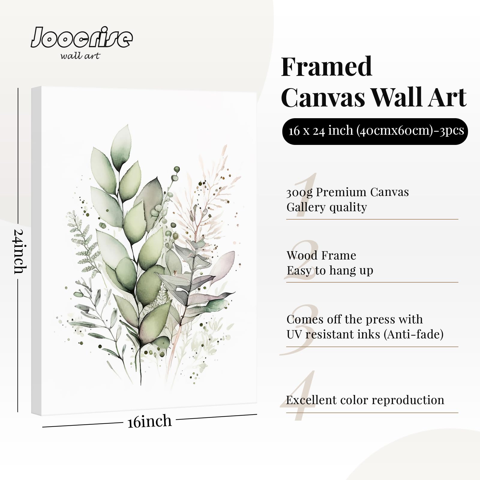 Watercolor Botanical Wall Art Set Of 3 Boho Floral Canvas Wall Decor Prints Sage Green Wildflower Wall Art Modern Flower Picture
