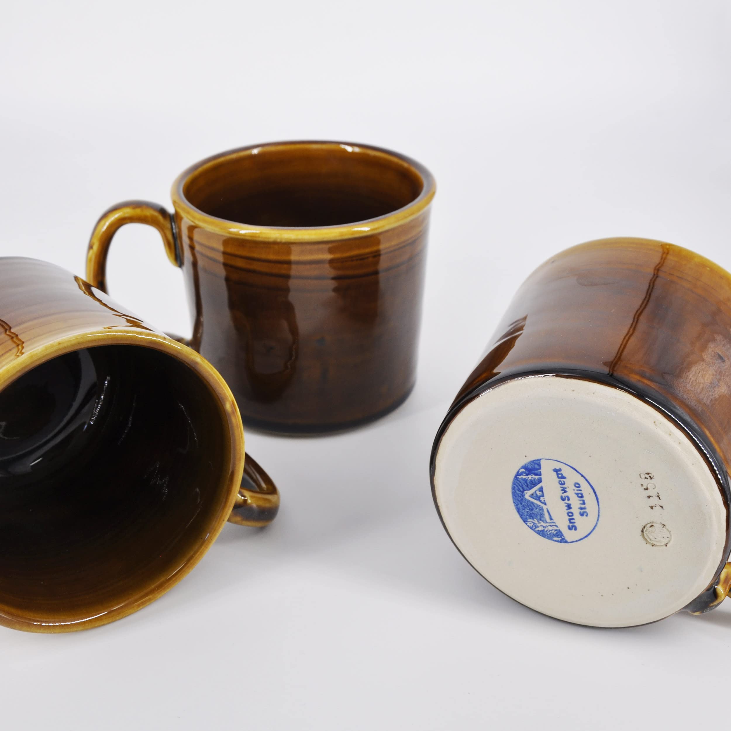SnowSwept Studio Handmade Ceramic Coffee Mug - Brown Swirl 14oz