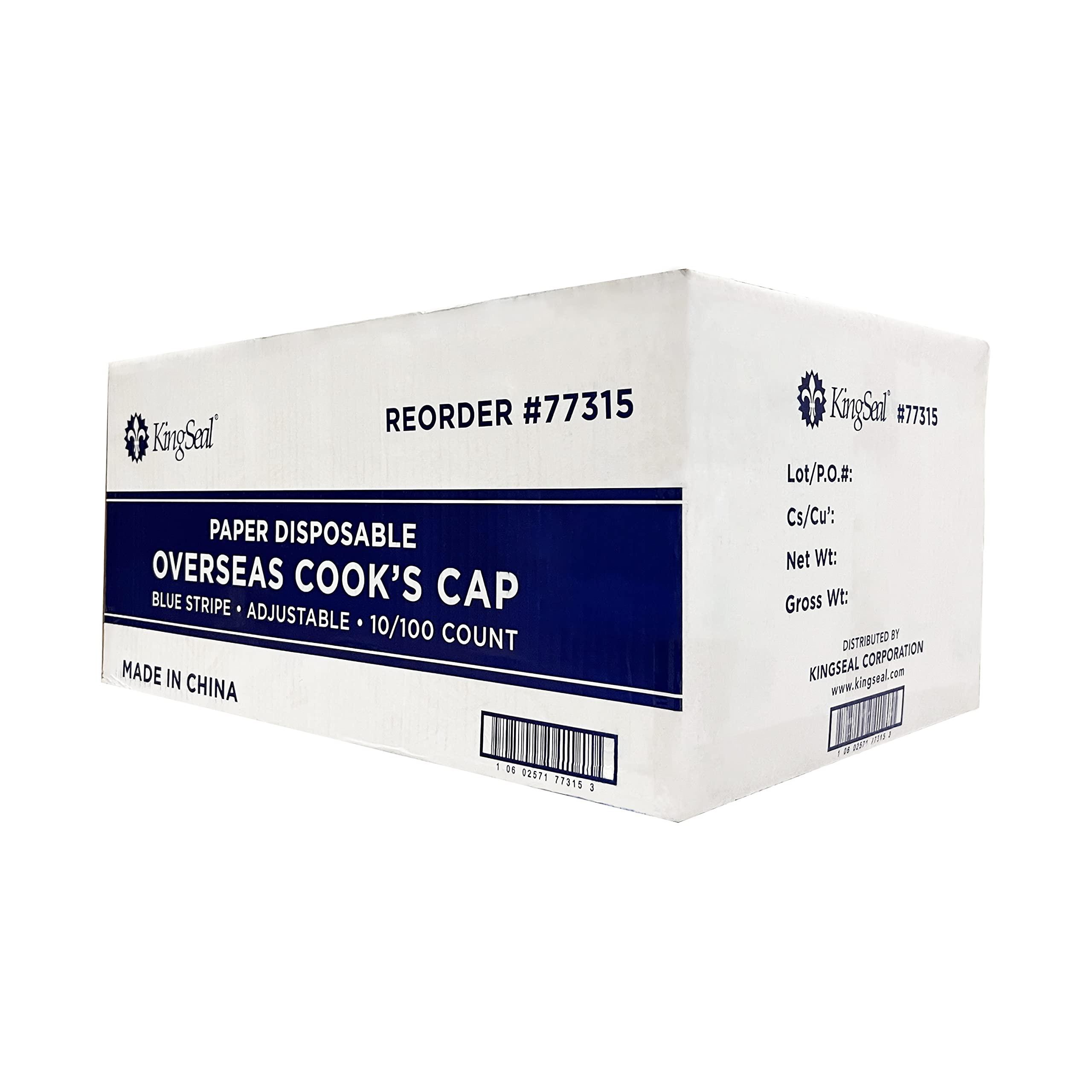 KingSeal Disposable Cook's Cap  Overseas Cap  Soda Jerk Cap - 1 Pack of 100 Each
