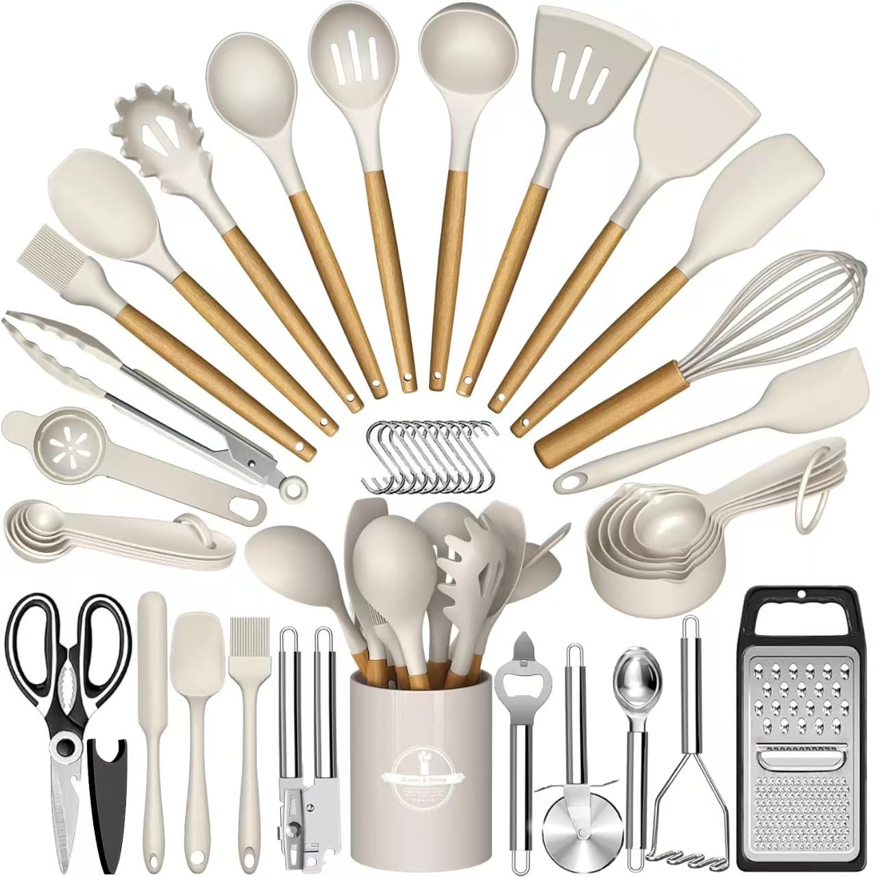 Kitchen Utensils Set,Vegoran 44Pcs Silicone Cooking Utensils Set For Nonstick Cookware,446 Heat Resistance Silicone Spatulas Set