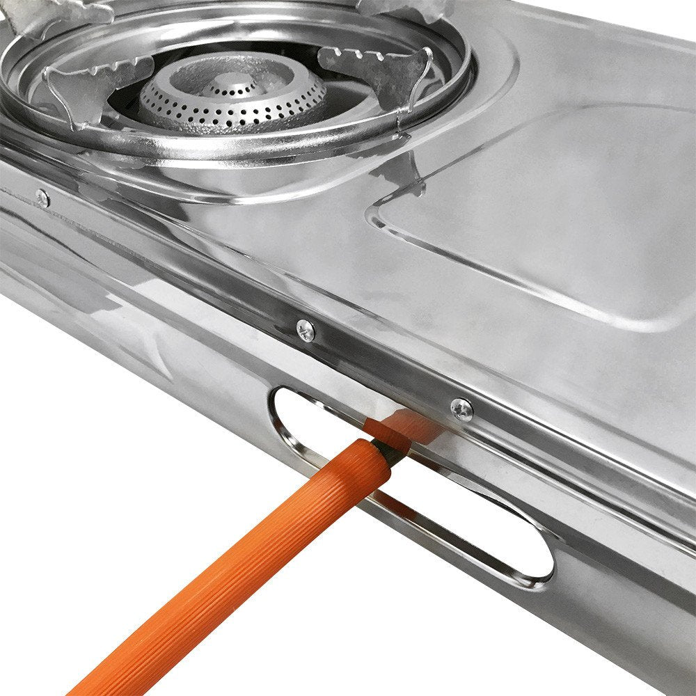 Prolinemax Portable Propane Gas Stove - 2 Double Burners, 20,000 BTU, Stainless Steel