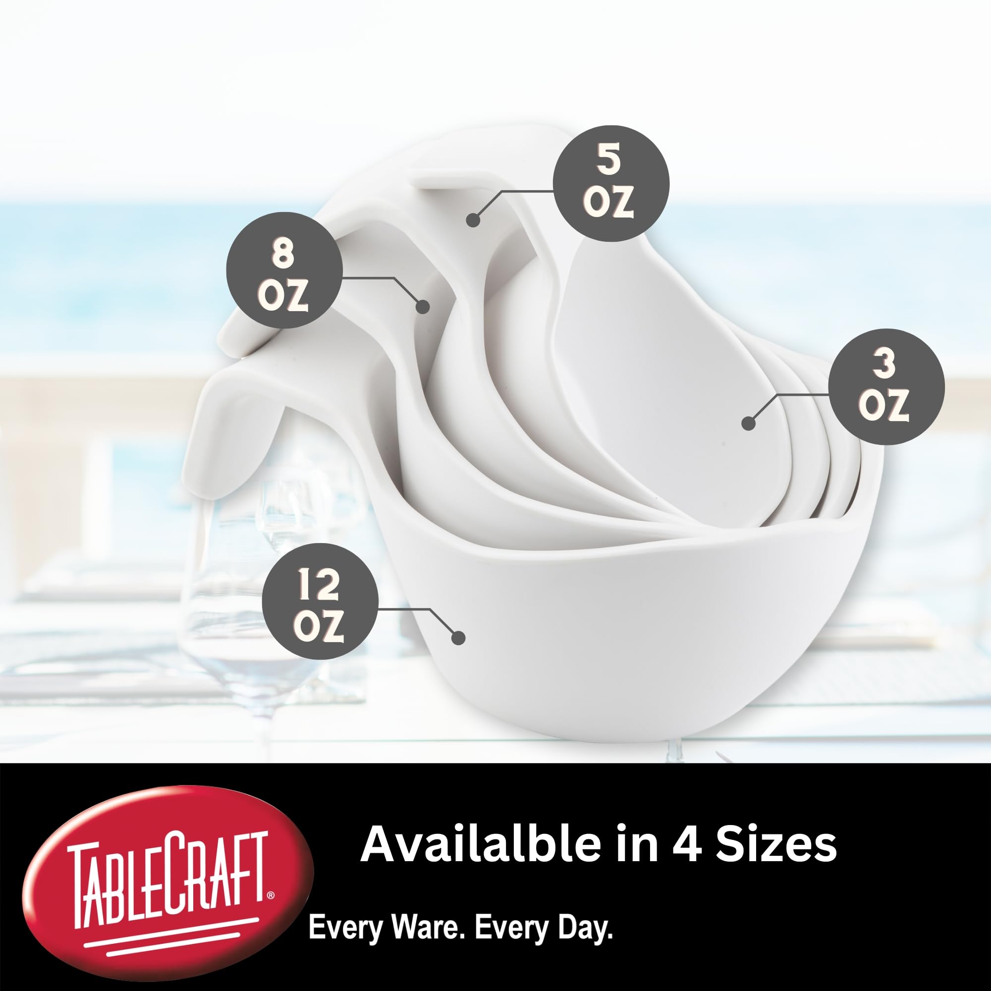 Tablecraft Melamine Plastic Sauce Servers, Small Condiment, Syrup, Gravy Pourer Boats For Commercial Foodservice, Cafeteria, Buf
