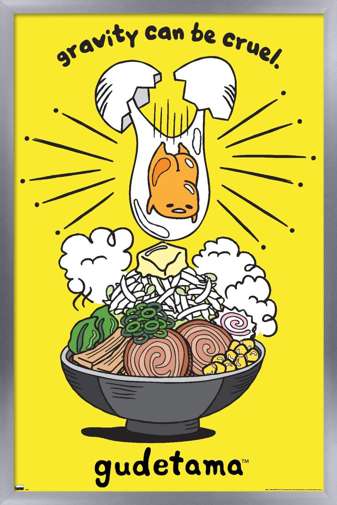 Trends International Gudetama - Gravity Wall Poster, 22.375'' X 34'', Silver Framed Version