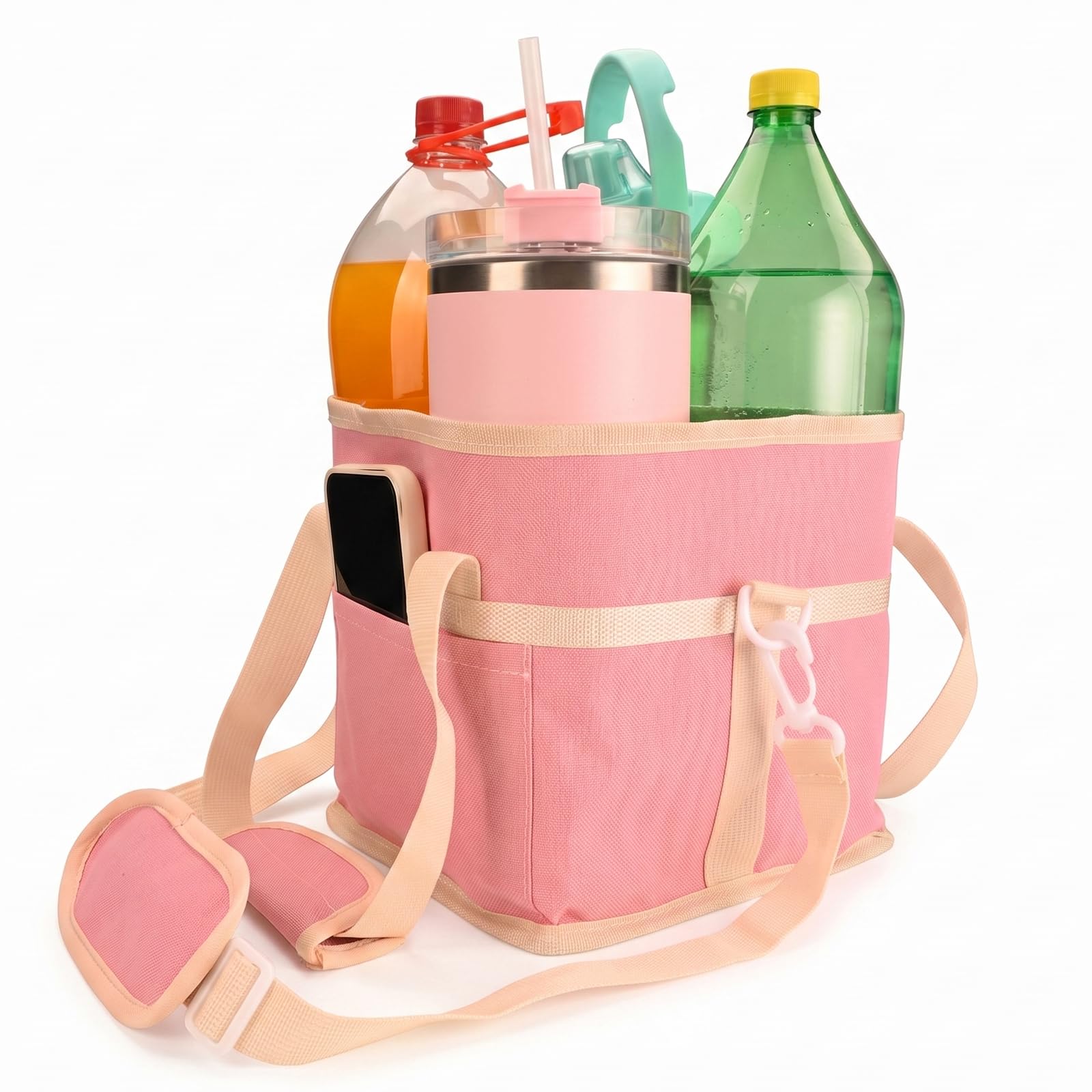 FELXIESS 4Cup Insulated Drink Carrier Bag, 4Compartment Caddy