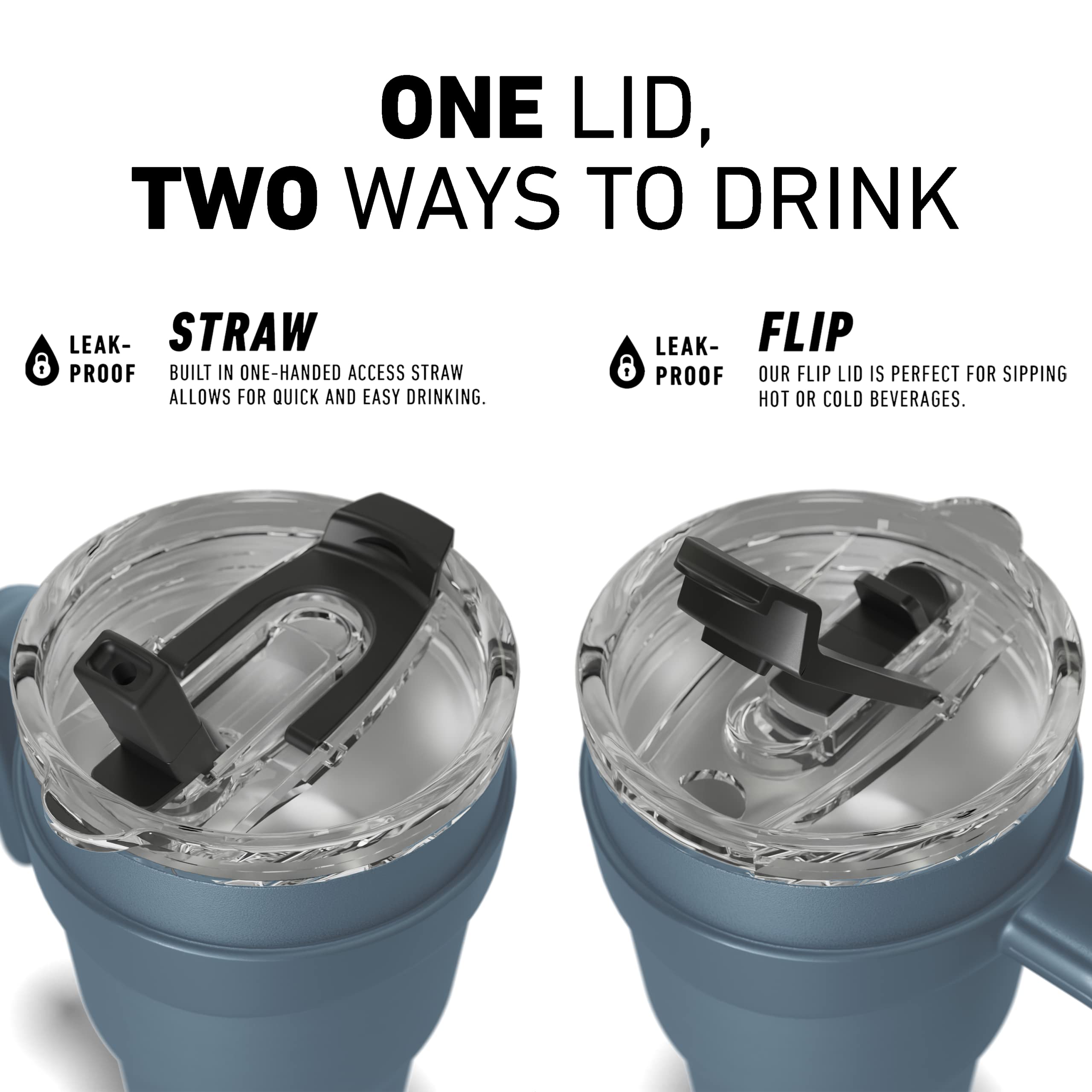 Hydrapeak Roadster 40 Oz Tumbler With Handle And Straw Lid, Convenient 2 In 1 Lid, Tumbler Lid Straw, 40Oz Tumbler With Handle (