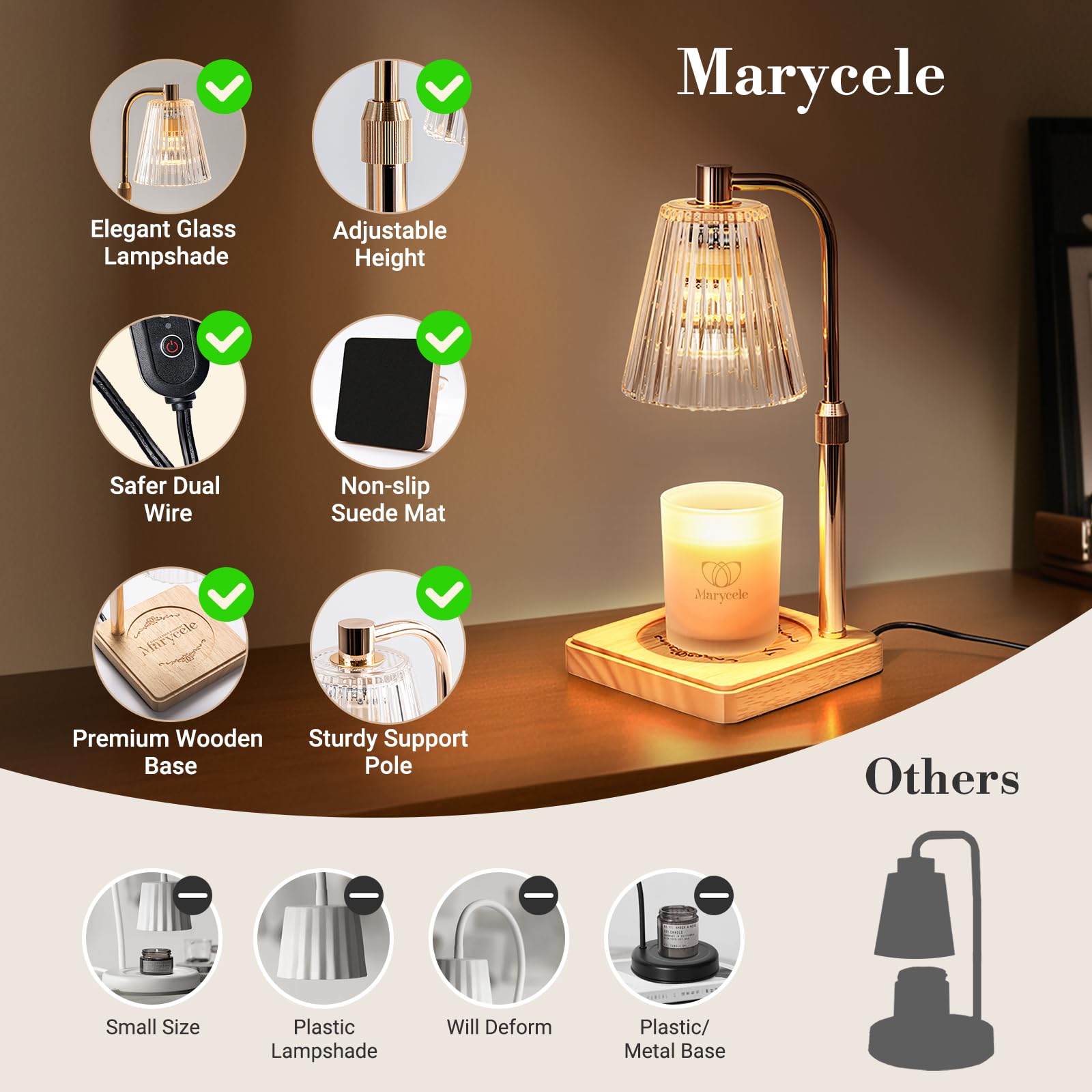 Marycele Candle Warmer Lamps 2 Pack, Electric Wax Warmer Lamp with Timer for Jar Candles, Aesthetic Home Decor, Housewarming Gif