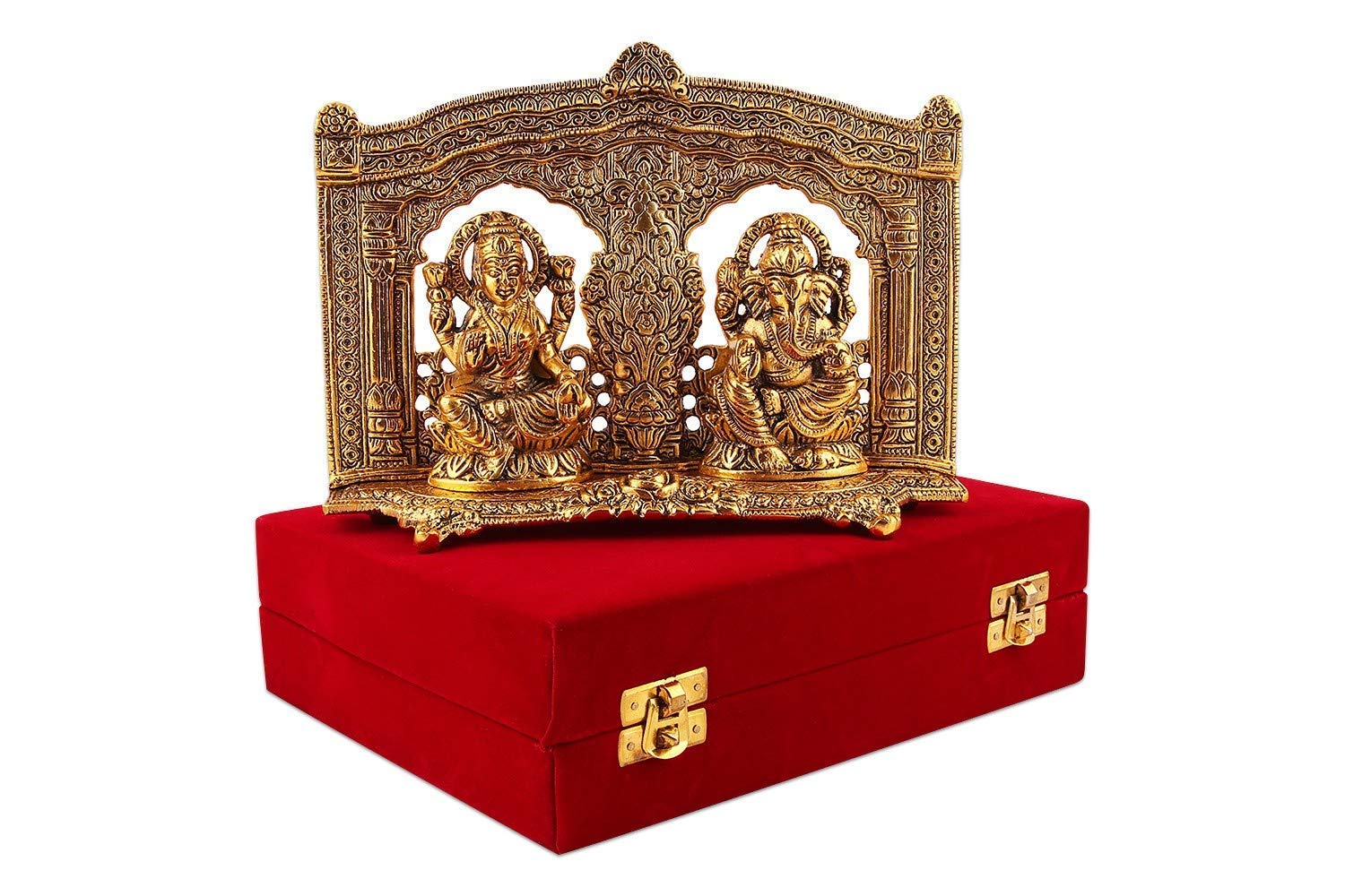 RKONECT Laxmi Ganesh Idol for Home Puja | Laxmi Ganesh Murti | Metal Silver Lakshmi Ganesha Murti for Diwali Gift (Golden)