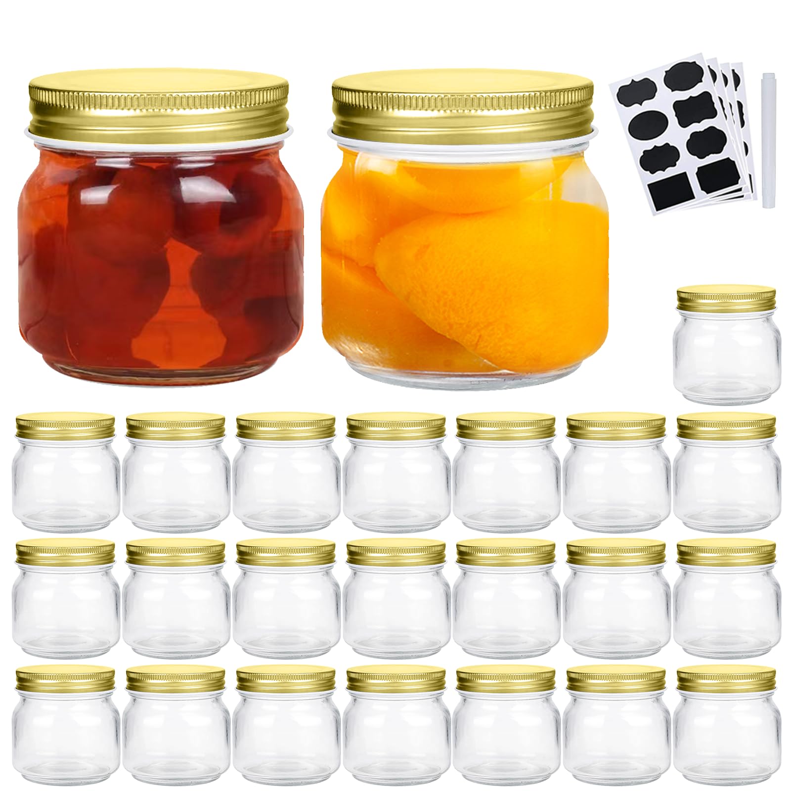 Encheng 8 Oz Glass Jars With Lids,Ball Regular Mouth Mason Jars For Storage,Canning Jars For Caviar,Herb,Jelly,Jams,Honey,Dishwa