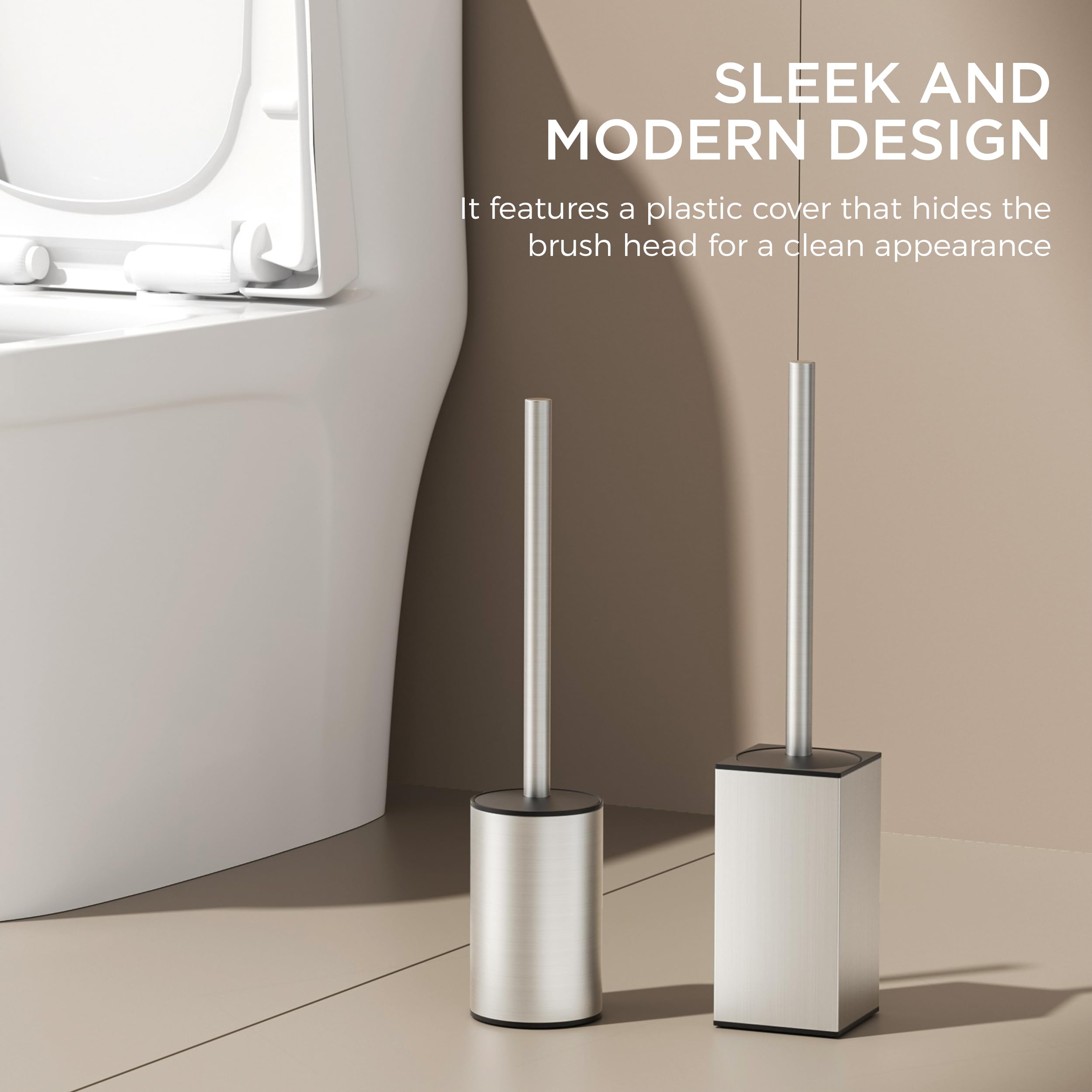 Forious Toilet Brush And Holder Set, 304 Stainless Steel Heavy Duty Base And Handle For Bathroom Deep Cleaning, Toilet Bowl Clea