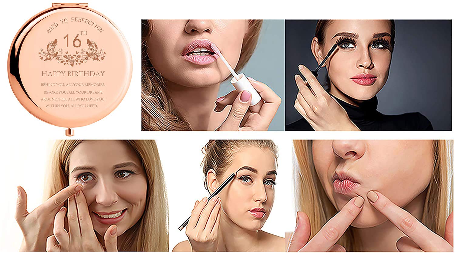 Sweet 16Th Birthday Gifts For Girls Stainless Steel Portable Compact Makeup Mirror Behind You All Your Memories Inspiration Pres