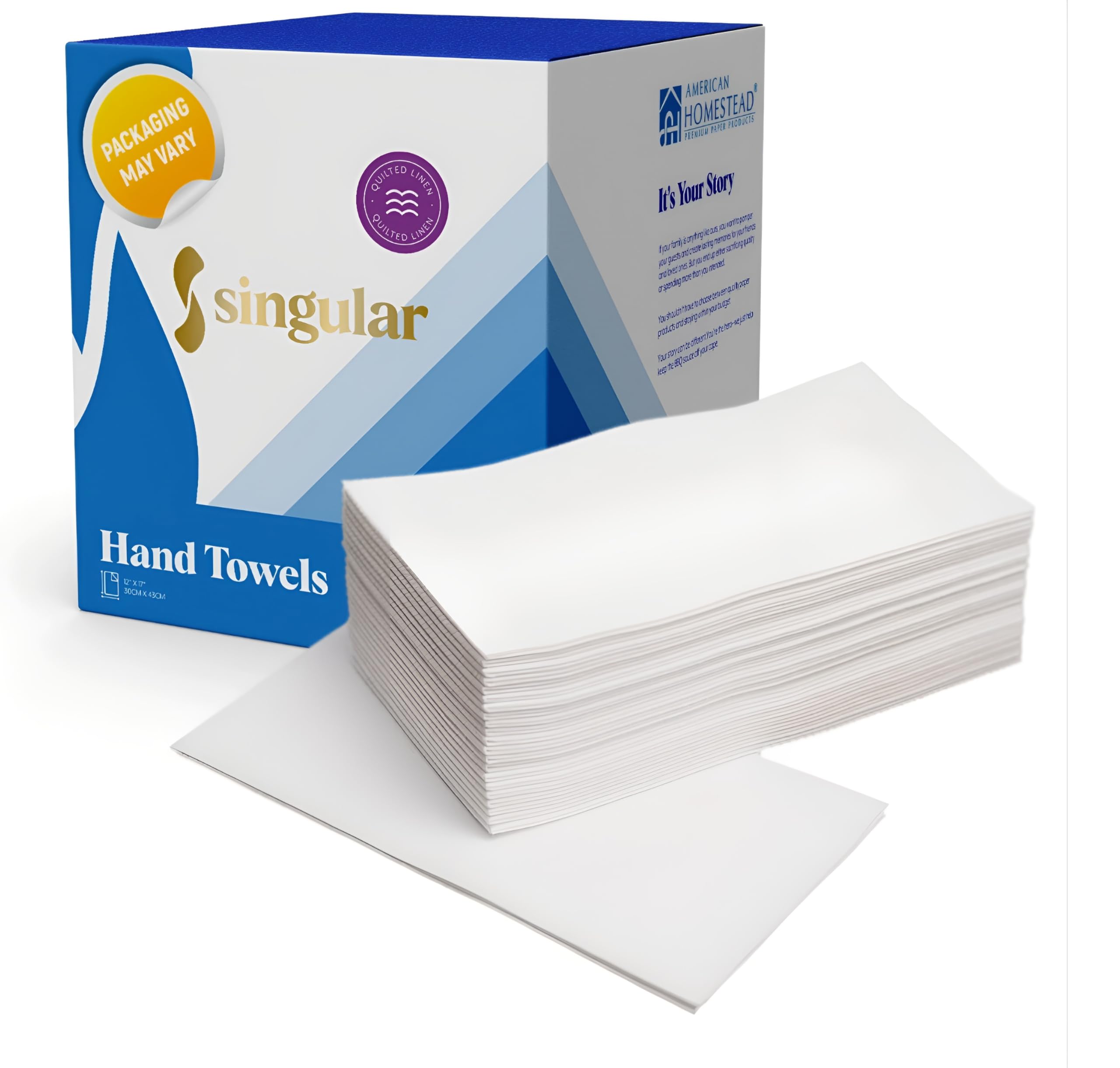 Ah American Homestead Disposable Paper Hand Towels For Bathroom - White Guest Napkins - Linen-Like Bulk Wipes - 15.5'' X 8'' - I