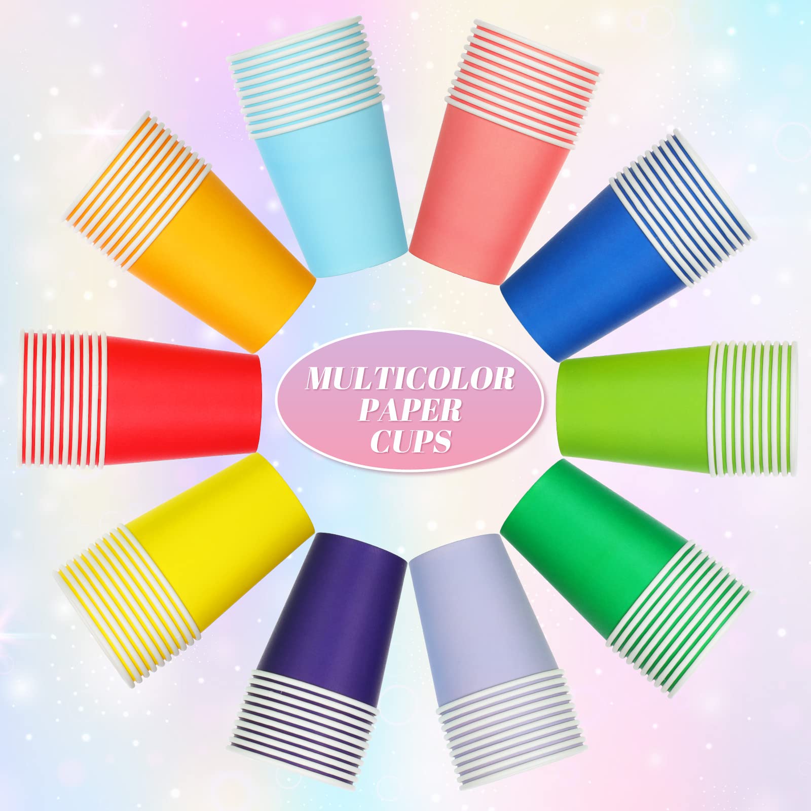 Dingion 300 Pcs Colorful Paper Cups 8 Oz Valentine'S Day Hot Cups Disposable Mouthwash Holiday Party Cup For Tea Coffee Valentin