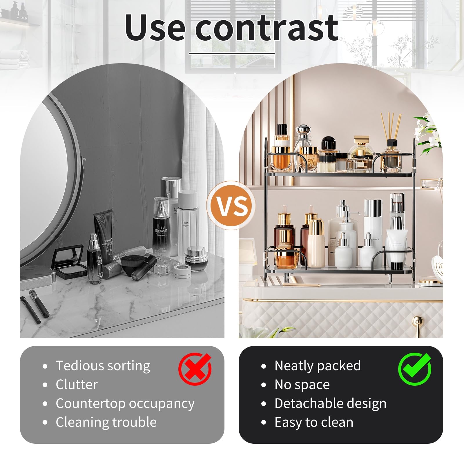 Oifecsie Bathroom Organizer Countertop, 2 Tier Cosmetic Skincare Perfume Organizer, Bathroom Counter Makeup Perfume For Dresser
