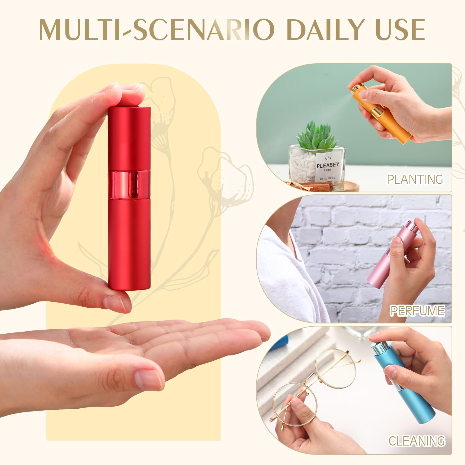 Honeydak 16 Pcs 8 Ml Atomizer Perfume Spray Bottle For Travel Refillable Mini Empty Cologne Dispenser, Portable Sprayer With Ind