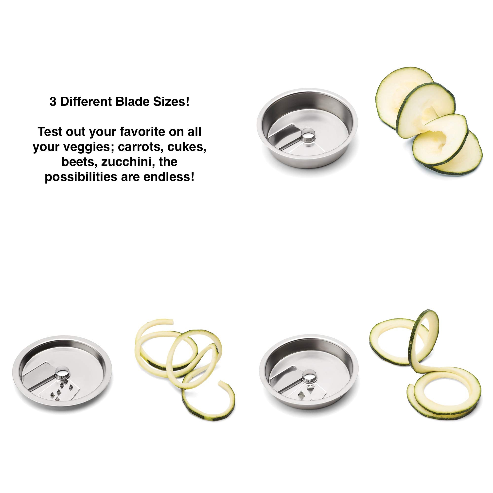 Jarware 3 in 1 Mason Jar Spiralizer  Wide Mouth  Stainless Steel