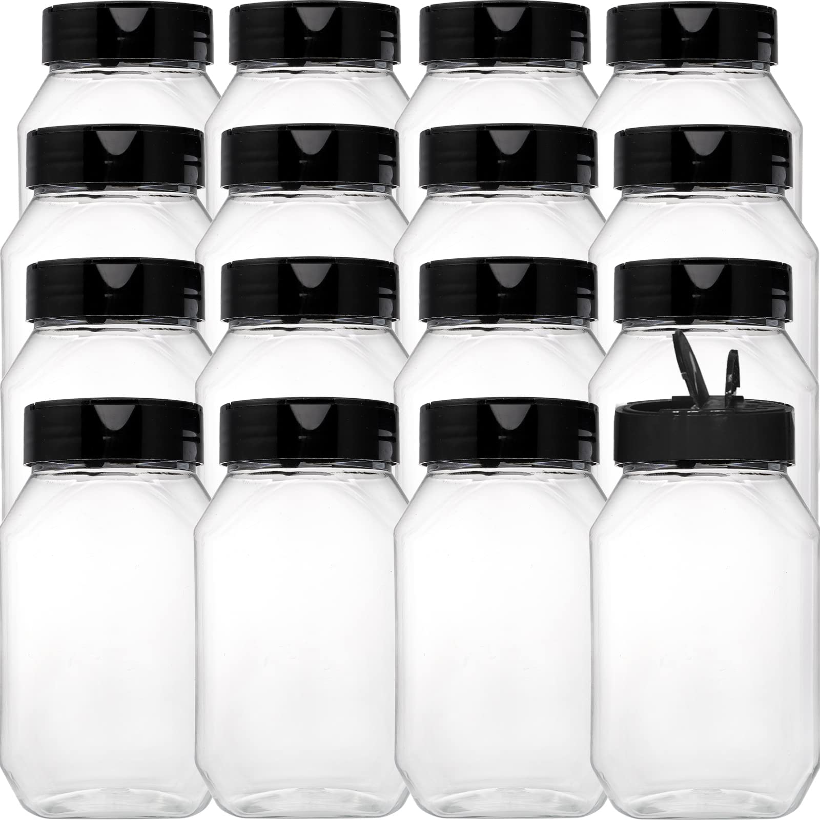 Dicunoy 16 Pack 17 Oz Plastic Spice Containers, Large Seasoning Jars With Shaker Lids, Reusable Empty Storage Bottle For Kitchen