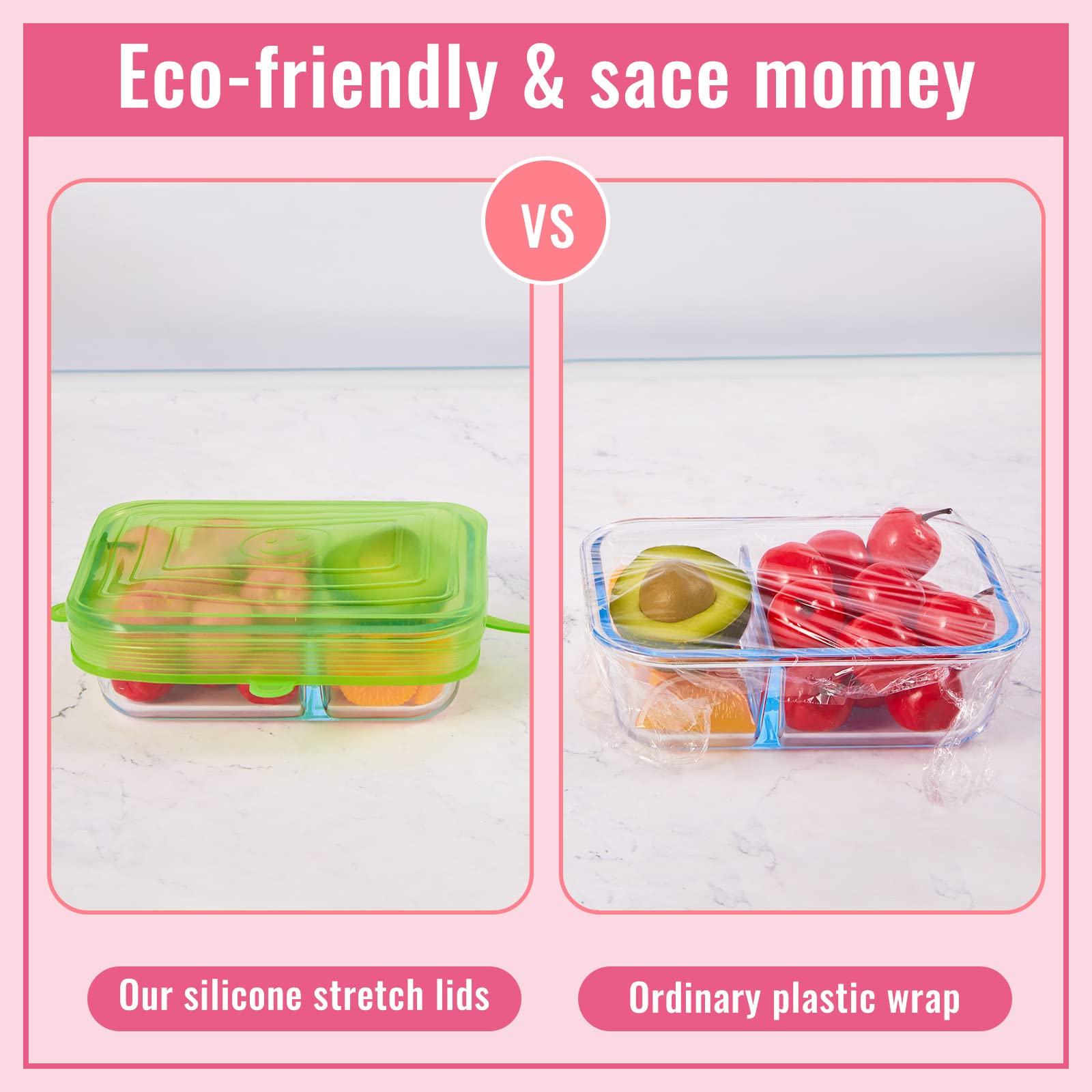 30 Pieces Silicone Stretch Lids Rectangle Reusable Silicone Lids Microwave Cover For Food Storage 6 Different Sizes For Square A