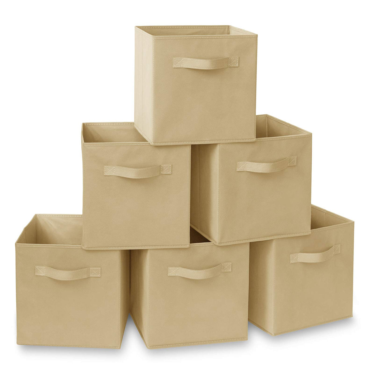 Casafield Set Of 6 Collapsible Fabric Cube Storage Bins, Sandy Beige - 11'' Foldable Cloth Baskets For Shelves, Cubby Organizers